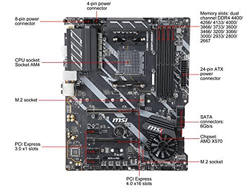 MSI MSI X570-A PRO Motherboard ATX - Supports AMD Ryzen 2nd and 3rd Gen Processors, AM4, Dual Channel DDR4, 2 x PCIe 4.0 x16, 1 x M.2 Gen4 x4, USB 3.2 Gen2, Type-C, HDMI, Gigabit LAN