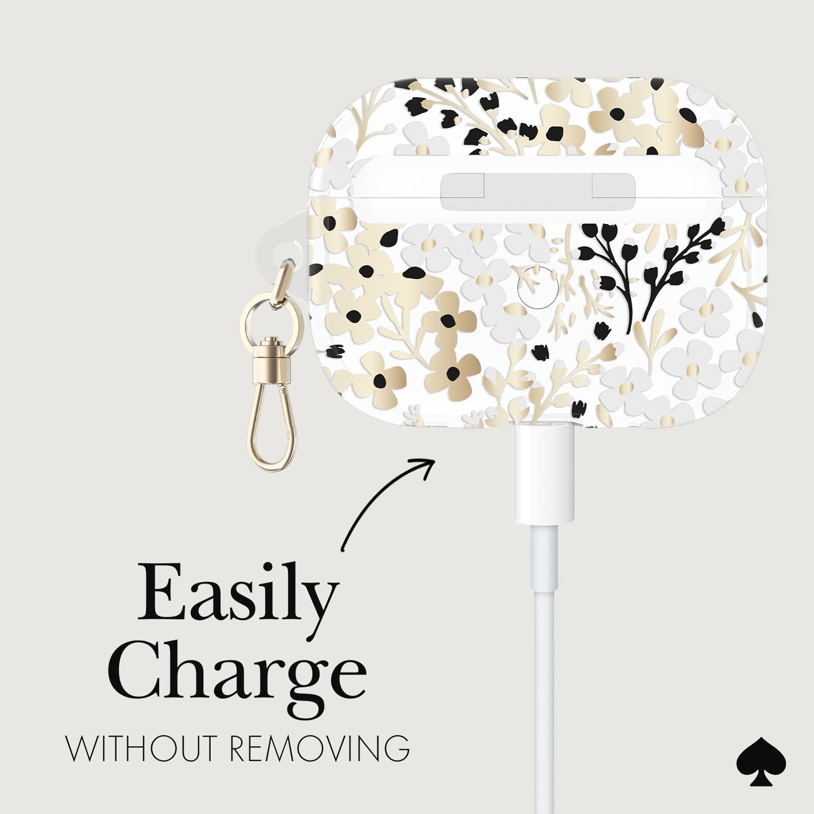 kate spade new york kate spade new york AirPods Pro Protective Case with Keychain Ring - Multi Floral Black and White, Compatible with AirPods Pro 2nd / 1st Generation