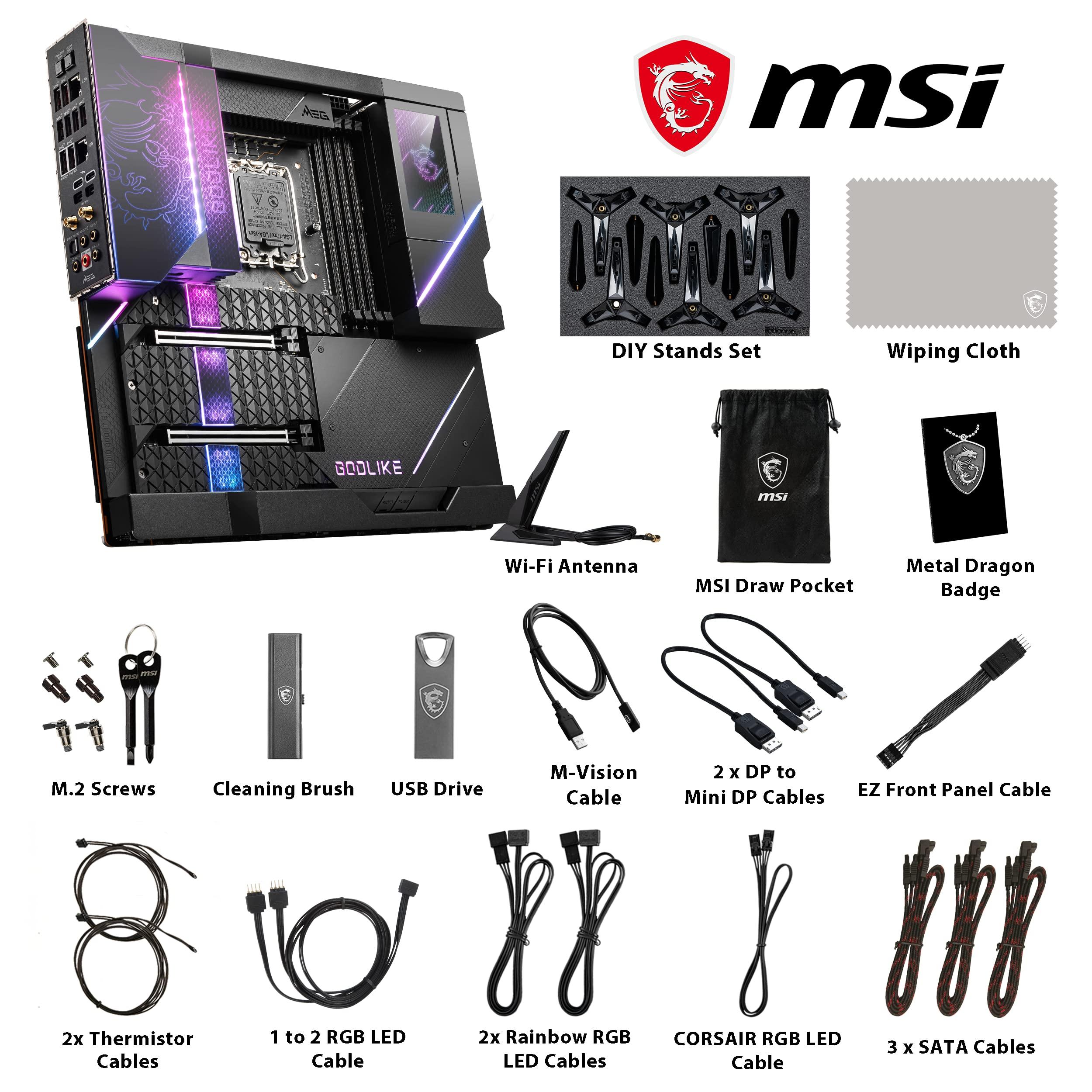 MSI MSI MEG Z690 GODLIKE Gaming Motherboard (E-ATX, 12th Gen Intel Core, LGA 1700 Socket, DDR5, PCIe 5, 10G LAN, M.2 Slots, Wi-Fi 6E)