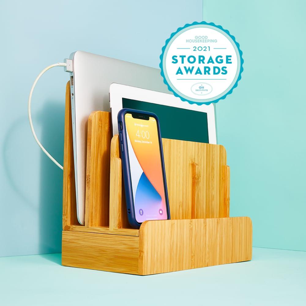 Great Useful Stuff Great Useful Stuff G.U.S. Multi-Device Charging Station Dock & Organizer - Multiple Finishes Available. for Laptops, Tablets, and Phones - Strong Build, Eco-Friendly Bamboo