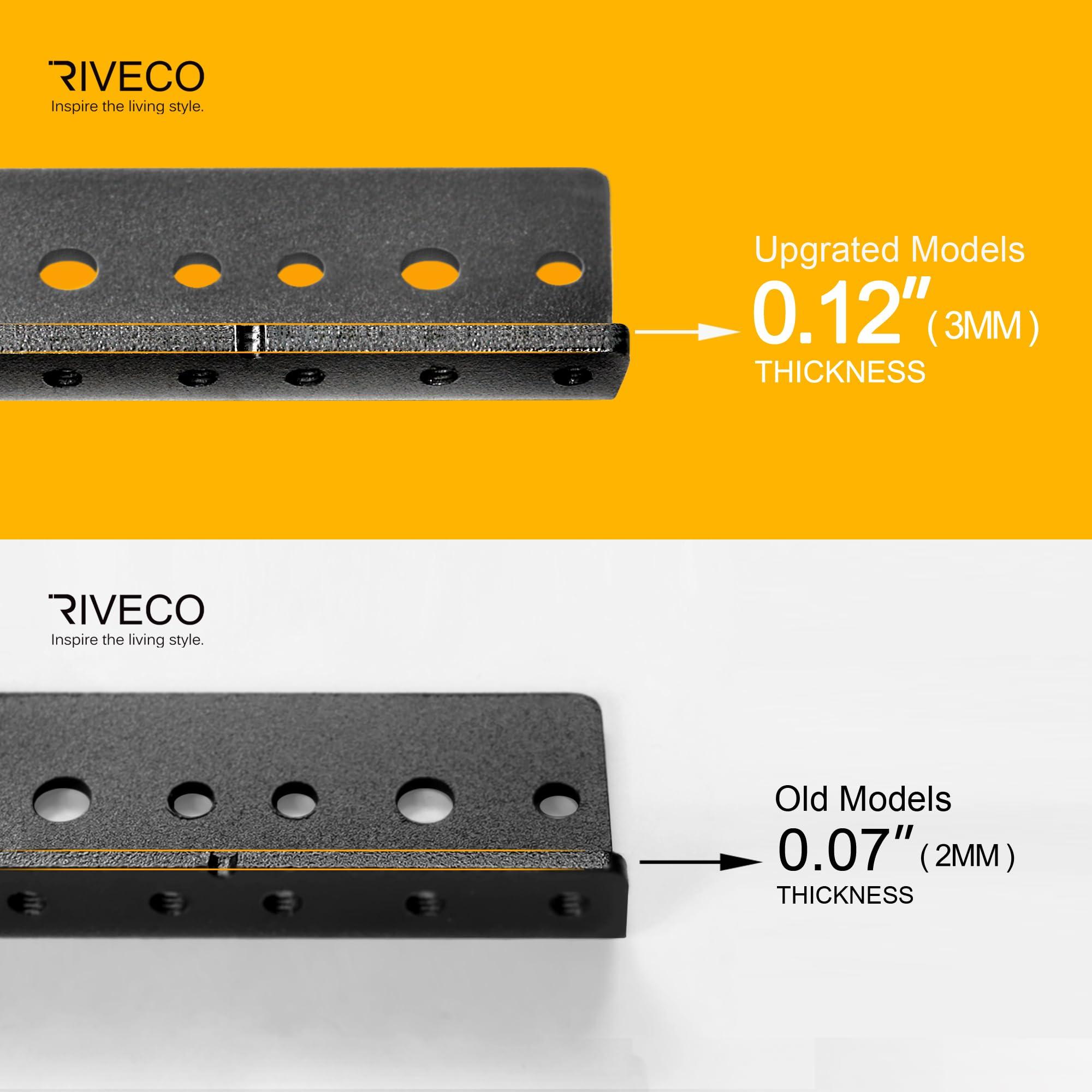 RIVECO RIVECO 12U Rack Rails 2 PCS, Tapered Holes Horizontal & Vertical Rackmount Rails for Recording & Network Wooden Cabinet Mounting, 3.0 mm Thickness Steel Heavy Duty, Screws Included