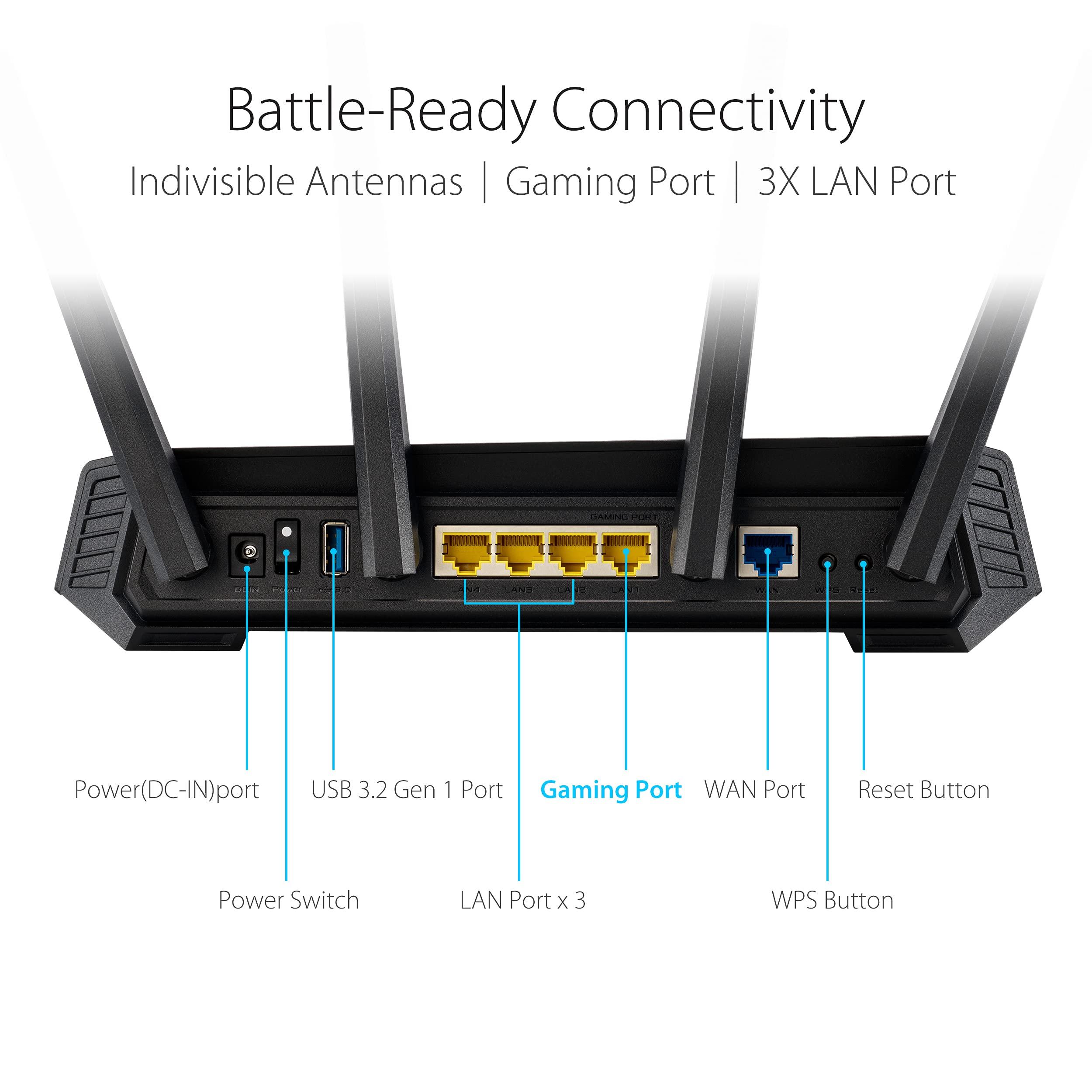 ASUS ASUS ROG Strix GS-AX3000 WiFi 6 Extendable Gaming Router, Gaming Port, Mobile Game Mode, Port Forwarding, VPN Fusion, Aura RGB, Subscription-free Network Security, Instant Guard, AiMesh Compatible