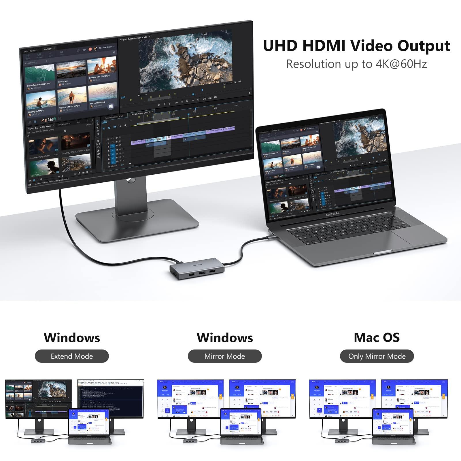 ABIWAZY 14 in 1 & 8 in 1 USB C Docking Station Dual Monitor for Dell/HP/Lenovo/Surface Laptop, Triple Display USB C Hub Multiple Adapter