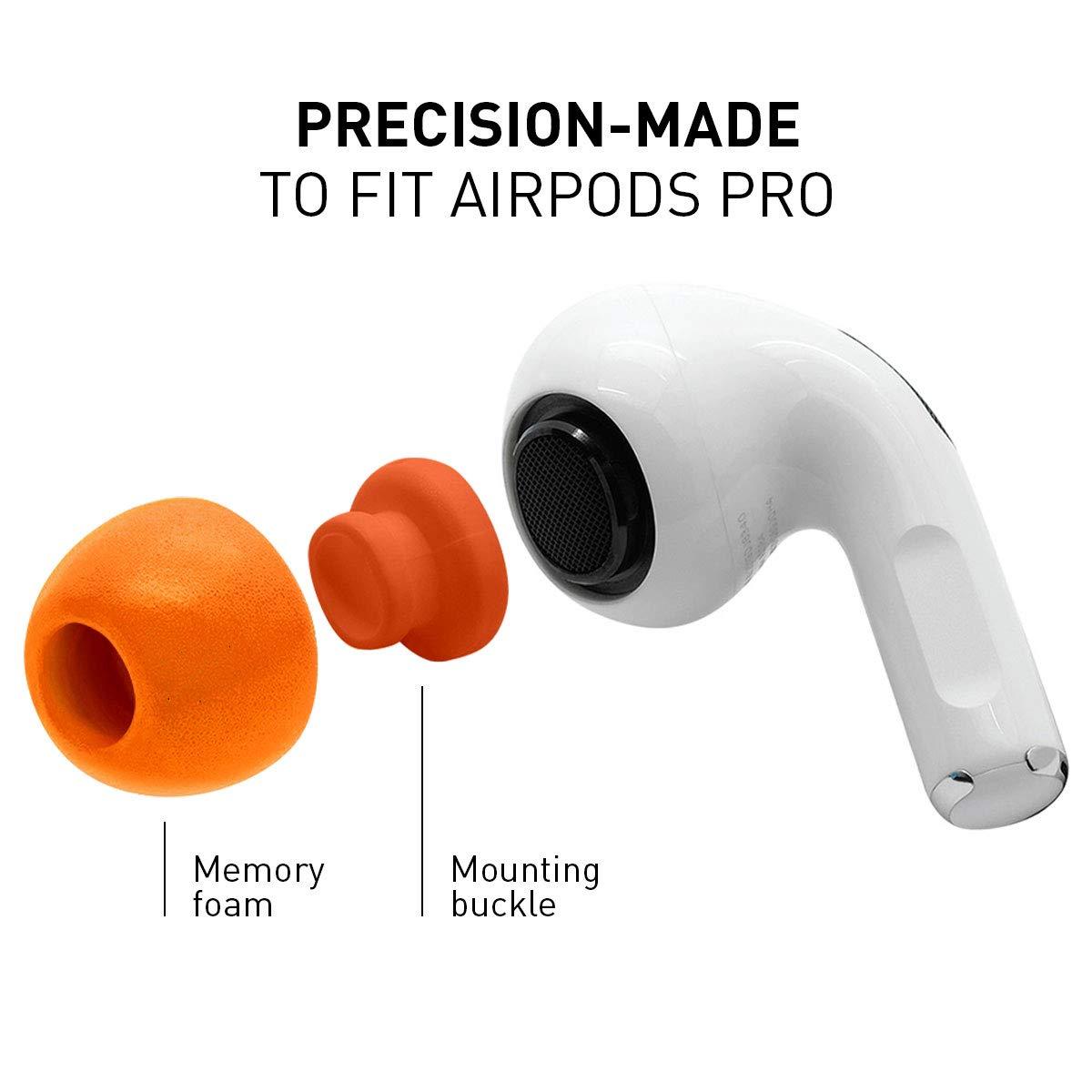 ADVANCED SOUND GROUP Eartune Fidelity UF-A Premium Memory Foam Tips for AirPods Pro (1st Gen & 2nd Gen) - Fits in Charging Case, Stays in Your Ears, Superb Sound Isolation, and Built-in Waxguard - Assorted S/M/L, [Orange]