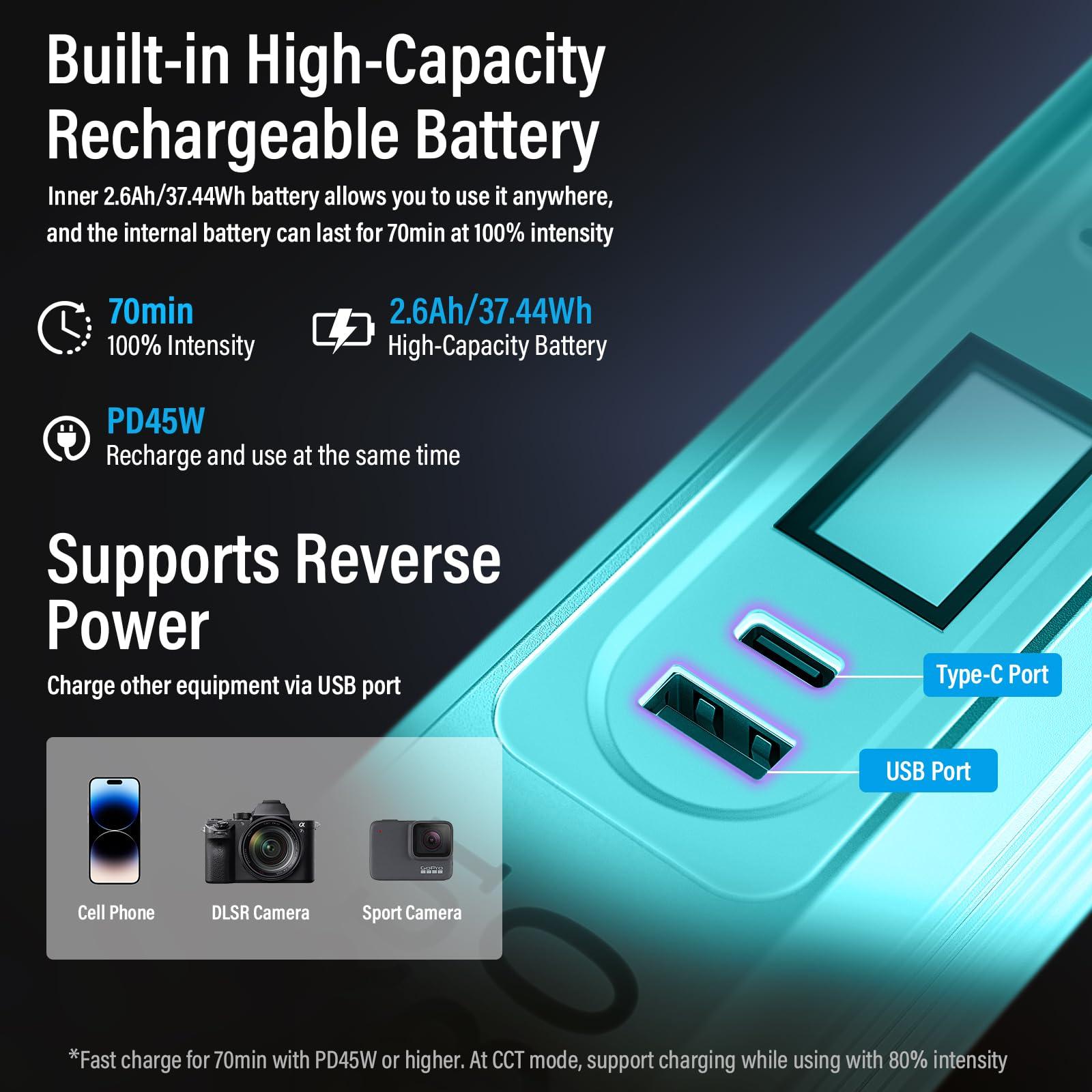 Sirui SIRUI 30W RGB LED Video Light Stick, T30 Tube Light, 2500K~7000K, 2580 lux/0.5m, TLCI 98, CRI 96, 6 Pixel Effects, 13 Light Effects, Full-Color LED Light, Reverse Charging, Magnetic Light, Teal