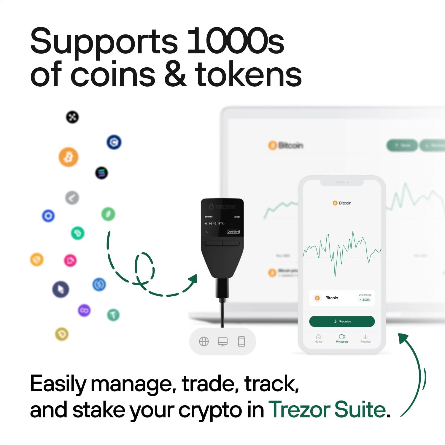 Trezor Trezor Safe 3 - Passphrase & Secure Element Protected Crypto Hardware Wallet - Buy, Store, Manage Digital Assets Simply and Safely (Solar Gold)