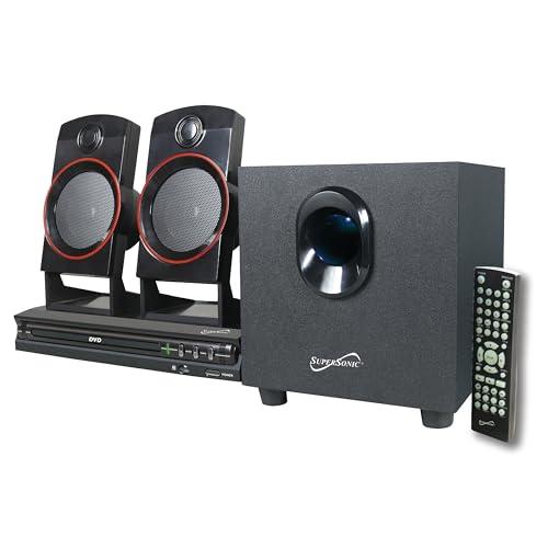 Supersonic Supersonic SC-35HT Home Theater System, w/ 2.1 Channel Speakers, Bluetooth, Multi-Zone DVD/CD Playback, HDMI Video Output, 32 Languages, Digital Zoom, NTSC/PAL Compatible, Subwoofer, Remote Control