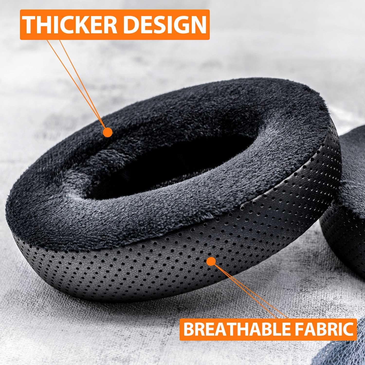 TRANSTEK Earpads for PC38X, PC37X, HD560S, HD599, HD598/SE/CS/SR, HD595 Headphones by TRANSTEK - Thicker Memory Foam I Deeper Inner Hole (Hybrid Velour)