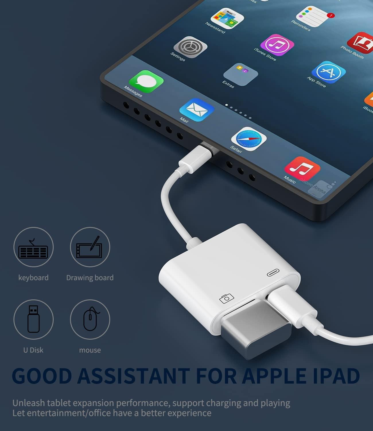 HOYULLI Otg Adapter Lightning Male to Usb Female and Charger Cable for Iphone 13 11 12 Mini Max Pro Xs Xr X 7 8plus Ipad Air A Camera Memory Connector Stick Flash Drive Cord Cable Converter Charging Splitter