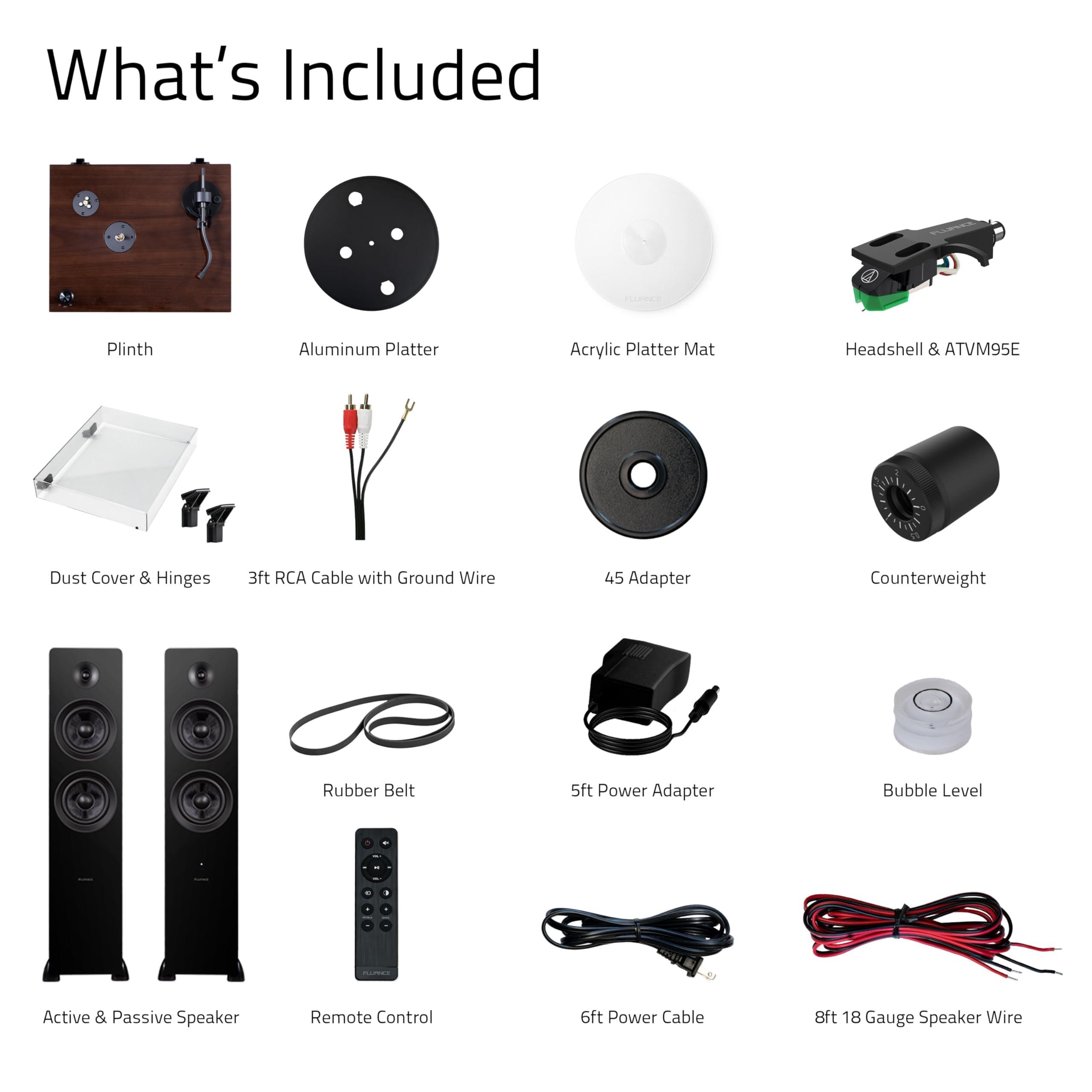 Fluance Fluance RT81+ Turntable and Ai81 Tower Speakers Bundle: High Fidelity Vinyl Playback & Powerful Stereo Sound, Integrated Amplifiers (Natural Walnut)