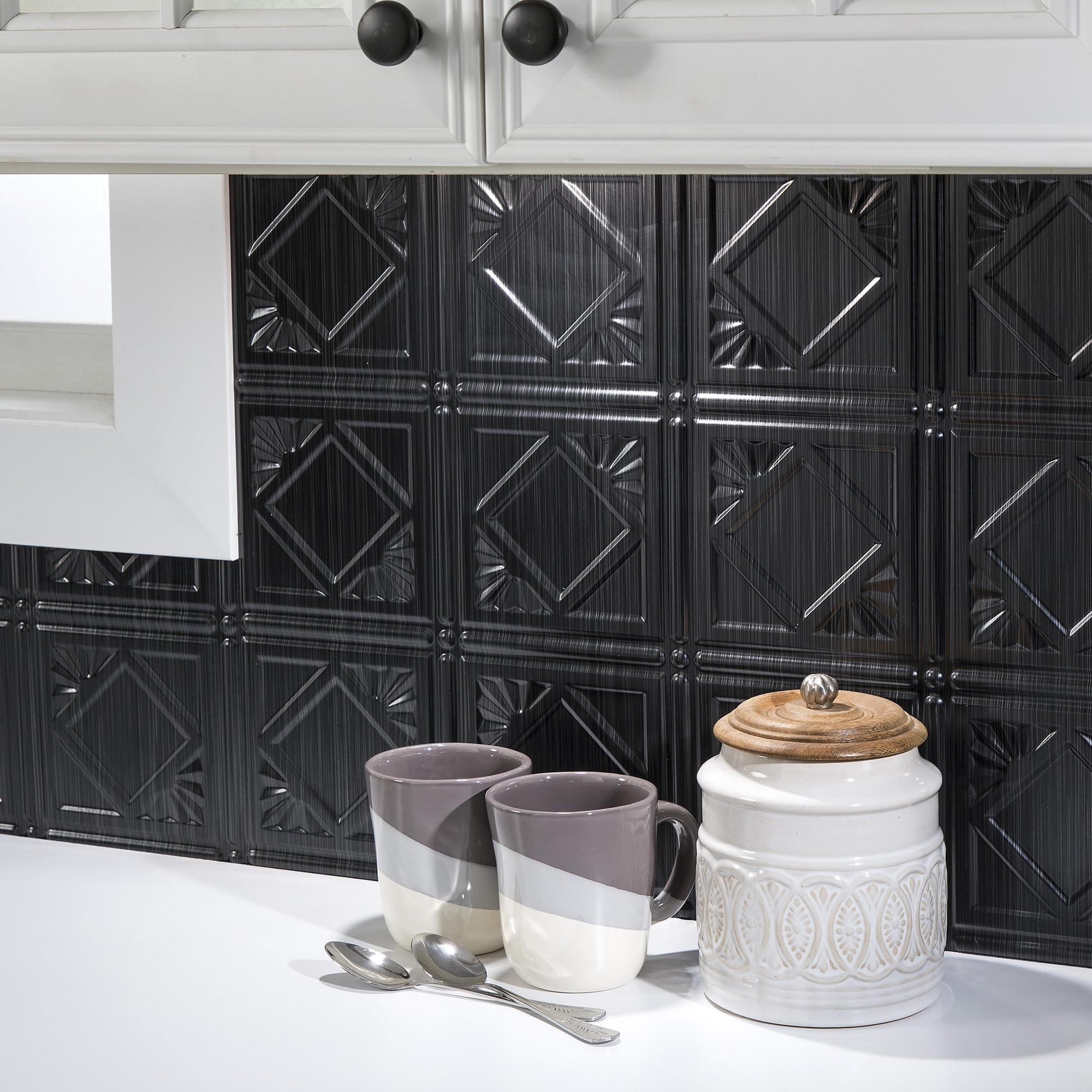 FASDE FASDE Traditional Style/Pattern 4 Decorative Vinyl Backsplash 15 sq ft Kit in Brushed Aluminum