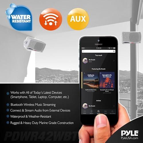 Pyle Pyle Outdoor Waterproof Wireless Bluetooth Speaker - 3.5 Inch Pair 3-way Active Passive Weatherproof Wall, Ceiling Mount Dual Speakers System w/ Heavy Duty Grill, Patio, Indoor Use -PDWR42WBT (White)