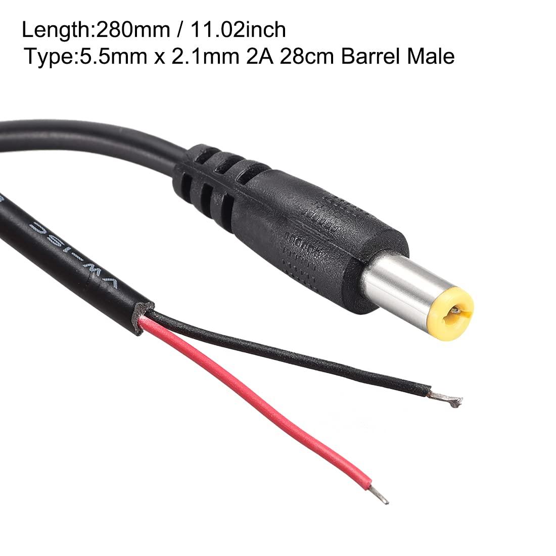 uxcell uxcell 4pcs DC Power 5.5mm x 2.1mm 2A 28cm Barrel Male Plug Connector Pigtail