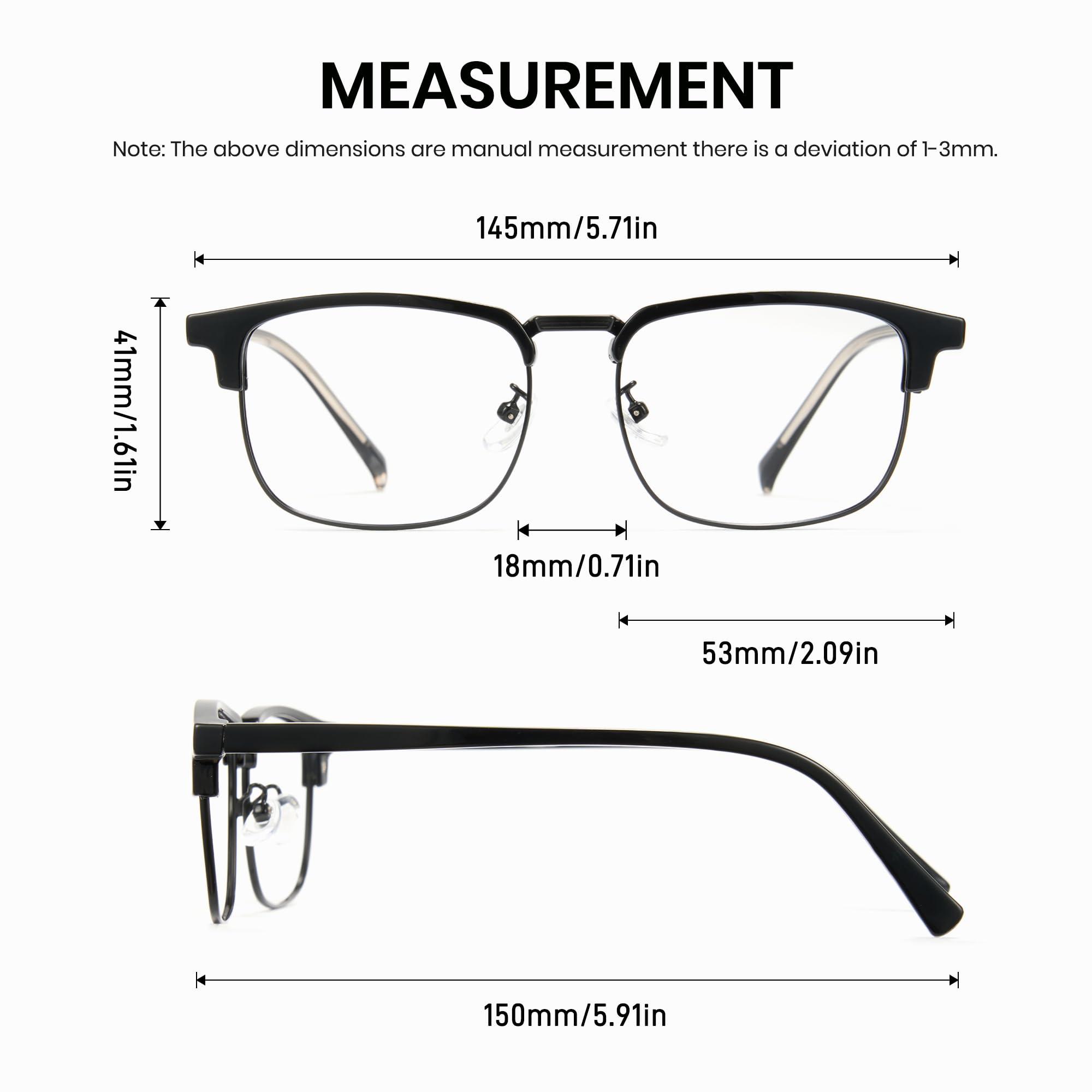 Cyxus Cyxus Men Blue Light Blocking Glasses Half Rimless Computer Gaming Glasses Square Fashion Glasses for Men 8216 Black