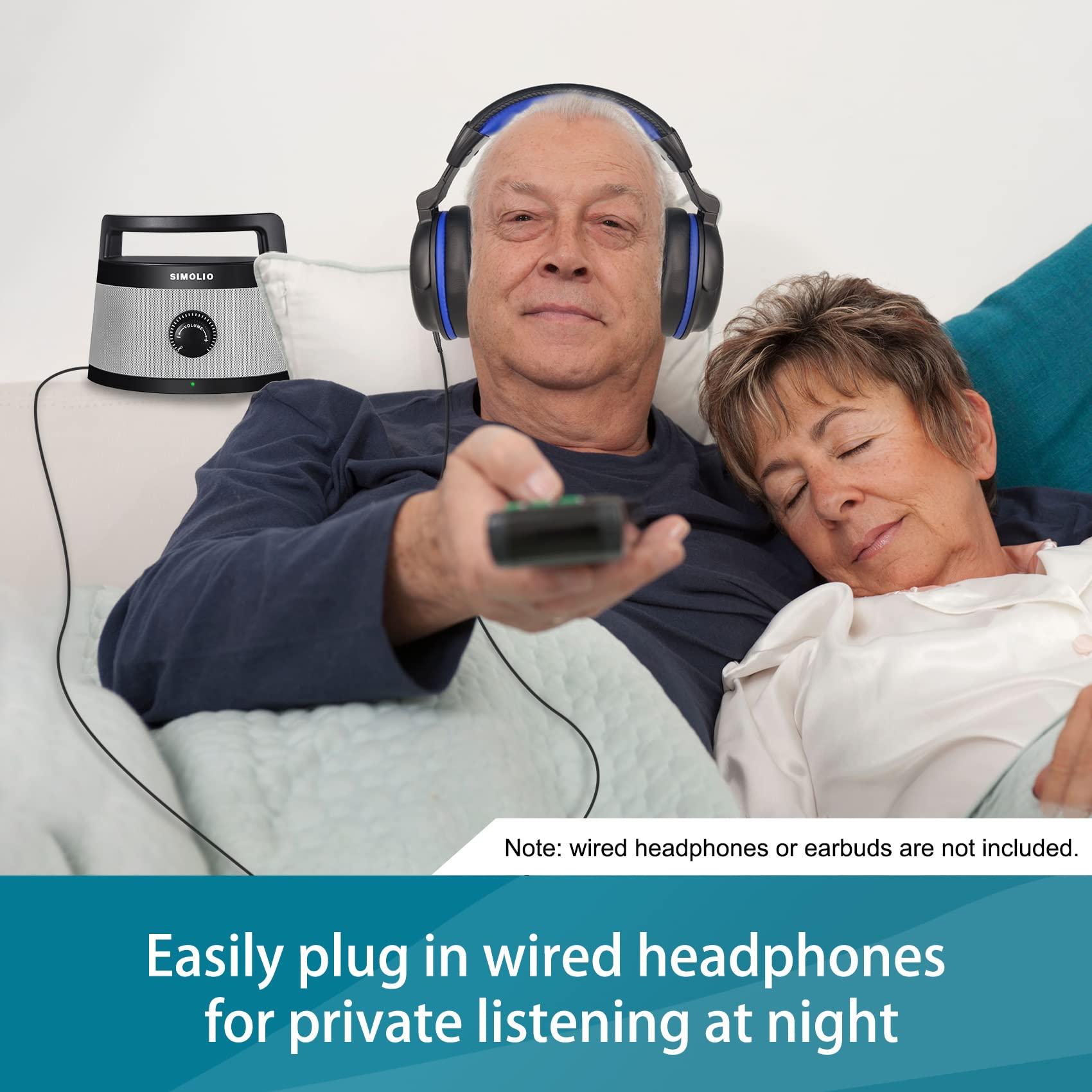 SIMOLIO SIMOLIO TV Speakers for Hard of Hearing, Portable, Assistive, Clarifying Dialog Wireless Speakers for TV for Seniors & the Elderly, Compatible with Optical / RCA / Headphone Ported TV, No Delay, 621D