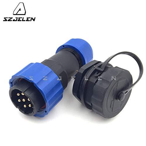 SZJELEN SZJELEN SD20 20MM 7Pin Panel Mount Waterproof Connector Plug + Socket, Cable Gland Cap Connector IP67 (7Pin, Plug (Male) + Socket (Female))