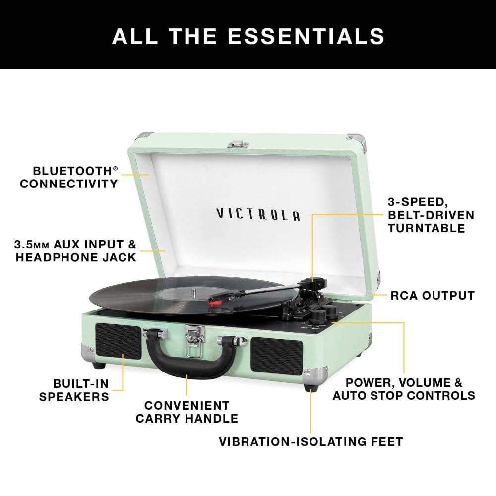 Victrola Victrola Vintage 3-Speed Bluetooth Portable Suitcase Record Player with Built-in Speakers | Upgraded Turntable Audio Sound|Marsala, Model Number: VSC-550BT-ML