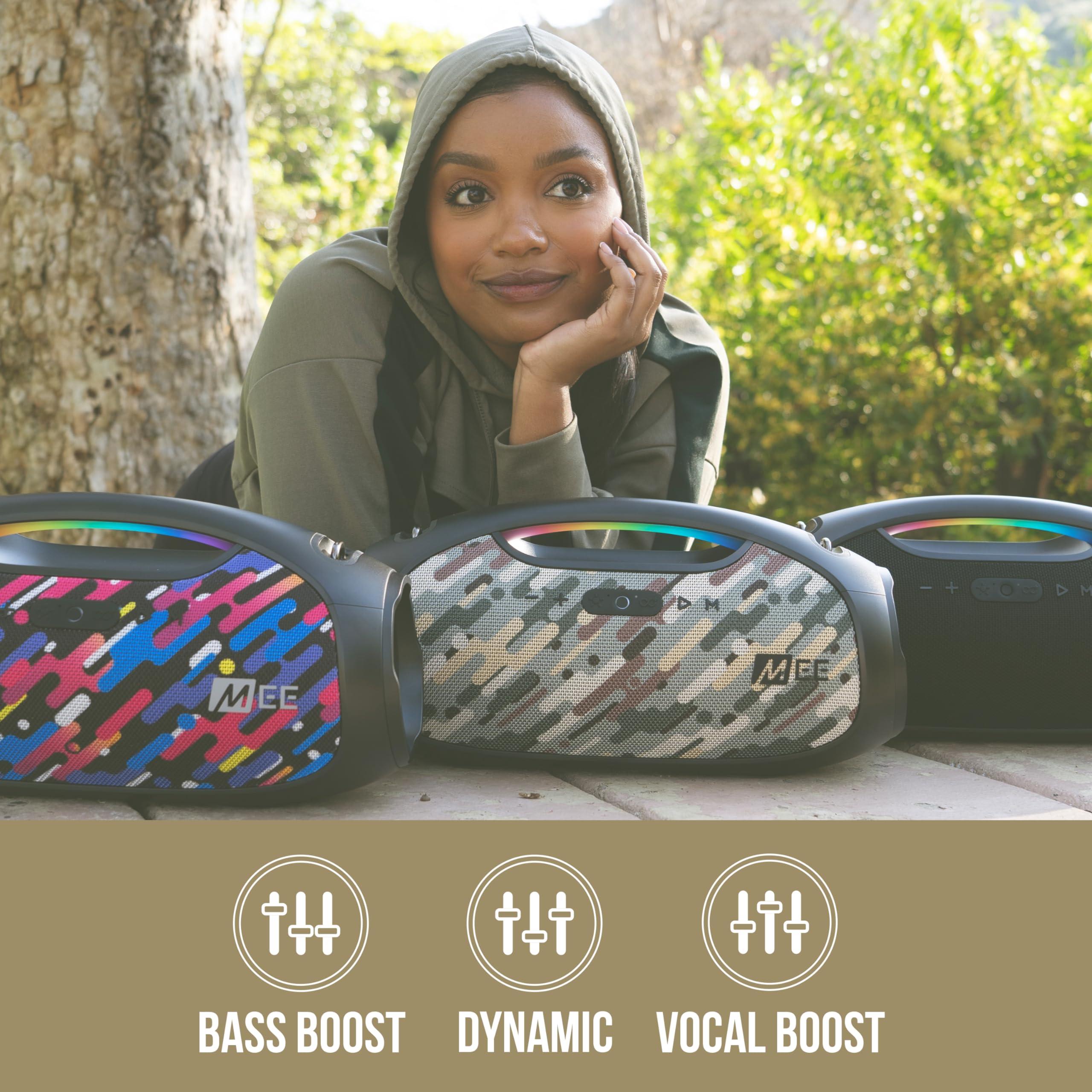 MEE audio MEE audio PartySPKR Bluetooth Wireless Speaker, Powerful 60W RMS Stereo Sound, 2 Subwoofers, Portable Speaker for Outdoor, Camping, Beach, Camo