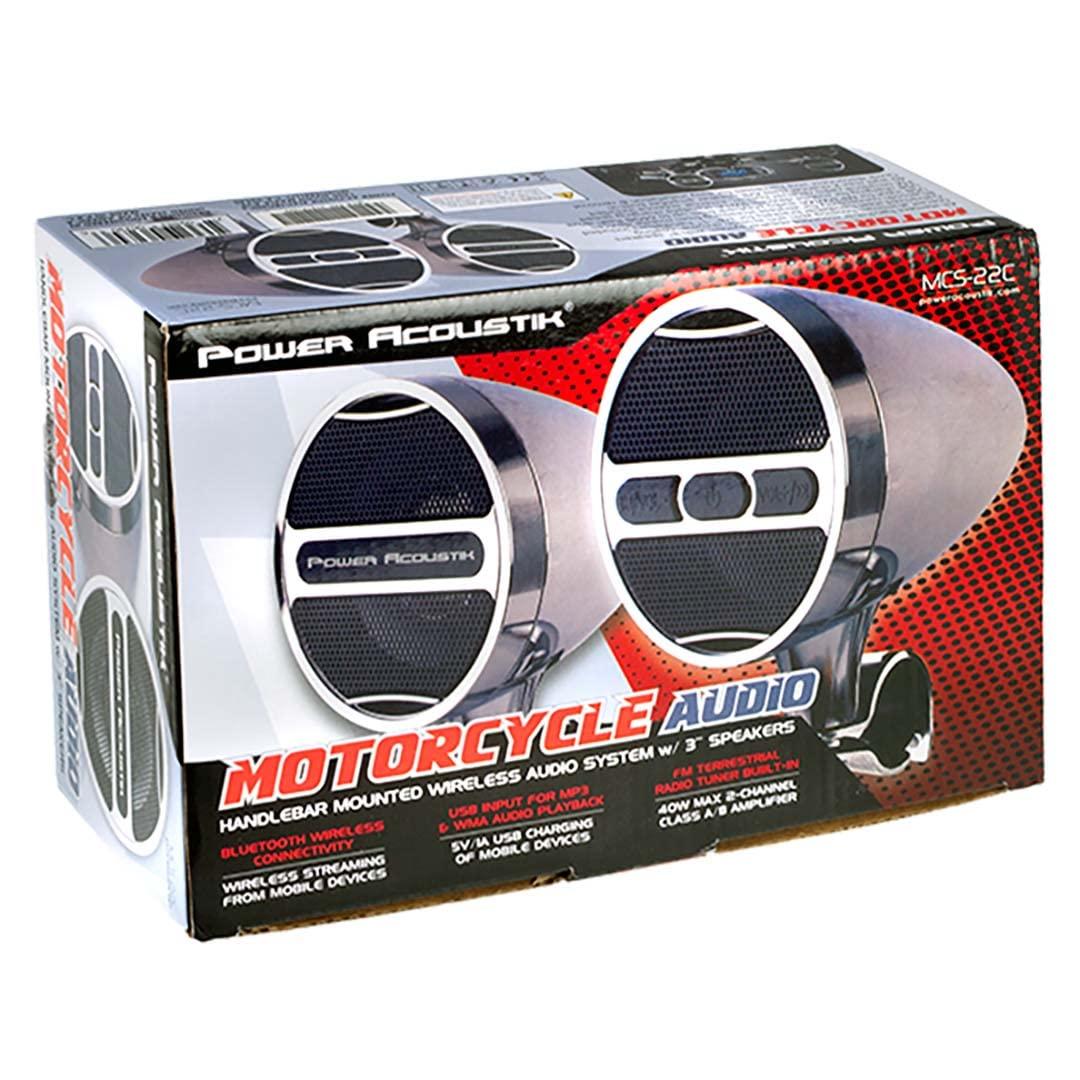 Power Acoustik Power Acoustik Chrome Motorcycle Bluetooth Speaker System FM Radio & USB Input