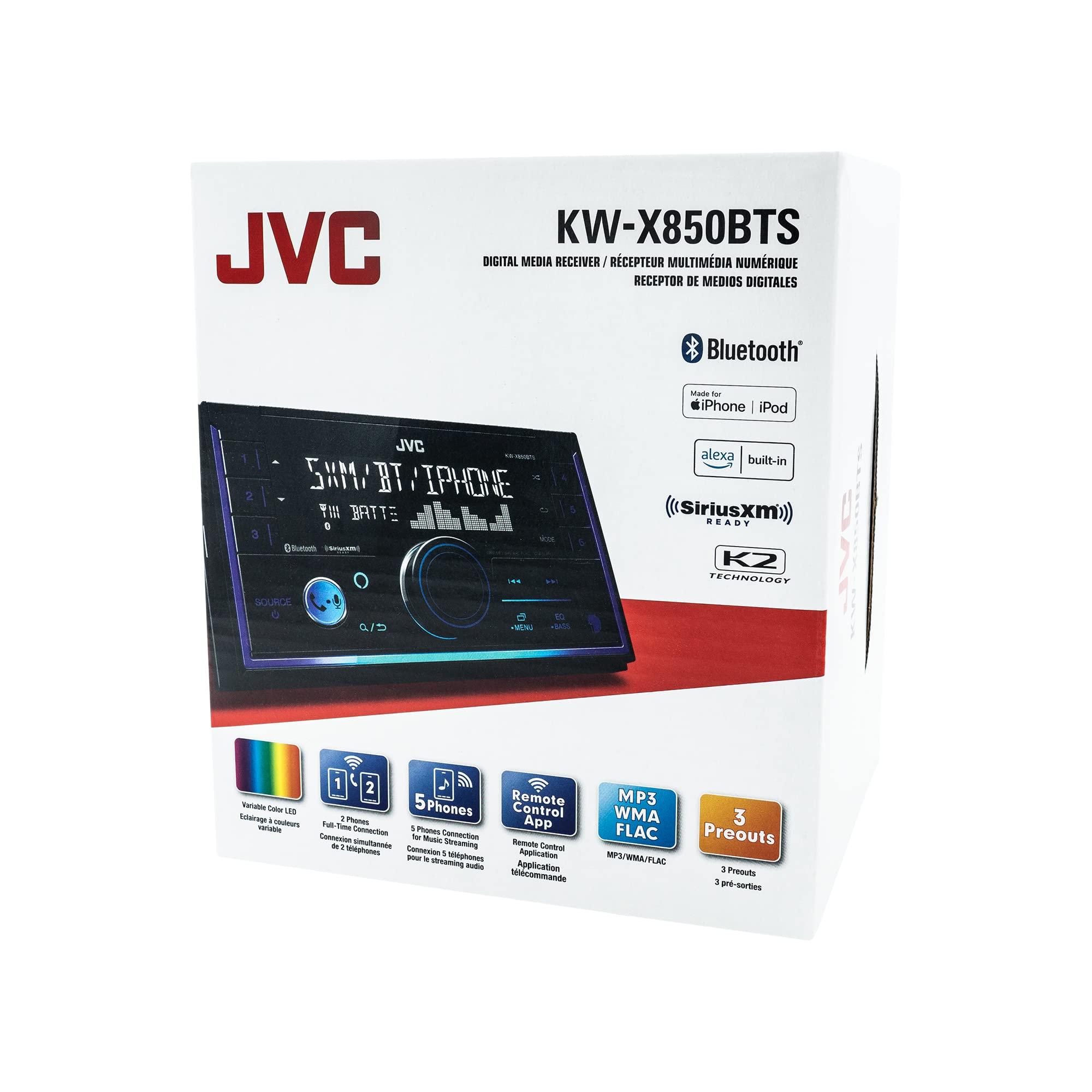 JVC JVC KW-X850BTS Bluetooth Car Stereo Digital Media Receiver with USB Port, AM/FM Radio, MP3 Player, Amazon Alexa, Android, iPhone, Double DIN, 13-Band EQ (Renewed)