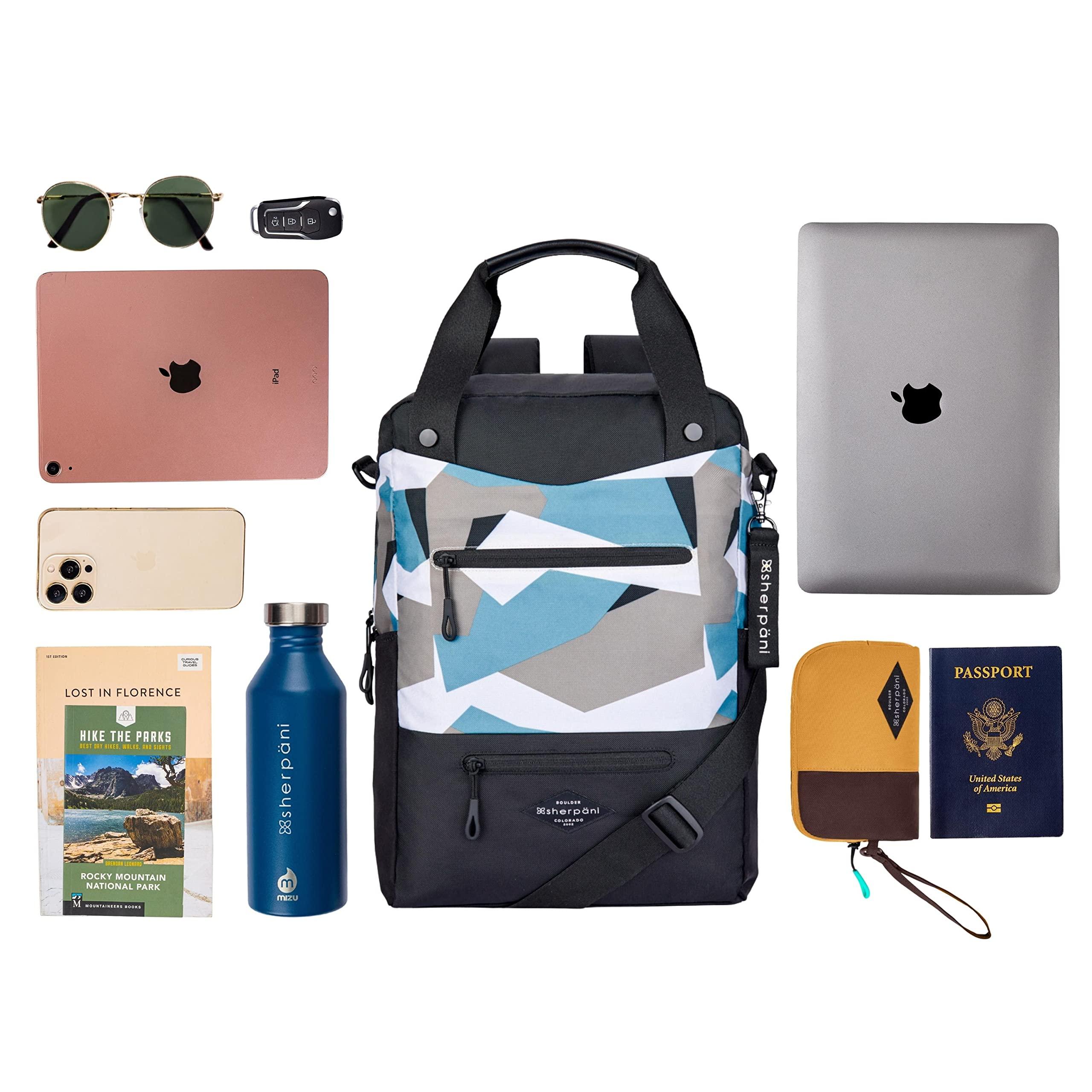 Sherpani Sherpani Camden, Convertible Backpack Tote, Travel Backpack Purse, Laptop Backpack, Recycled Nylon Backpack, Crossbody Bags for Women Fits 15 Inch Laptop (Summer Camo)