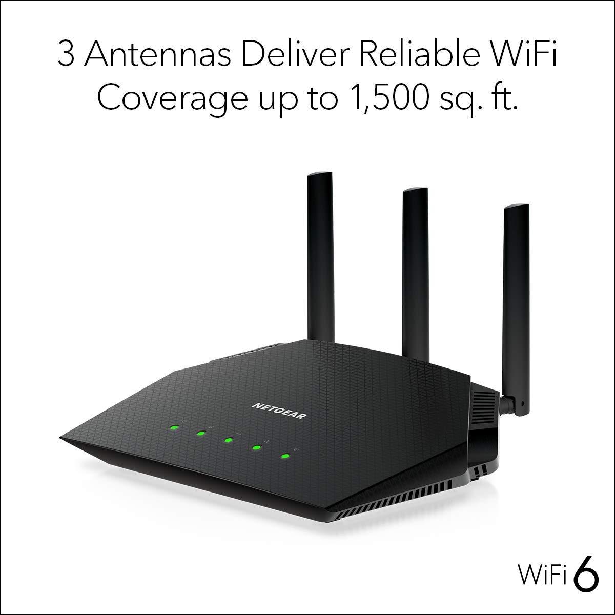 NETGEAR NETGEAR 4-Stream WiFi 6 Router (R6700AX) AX1800 Wireless Speed (Up to 1.8 Gbps) | 1,500 sq. ft. Coverage (Renewed)