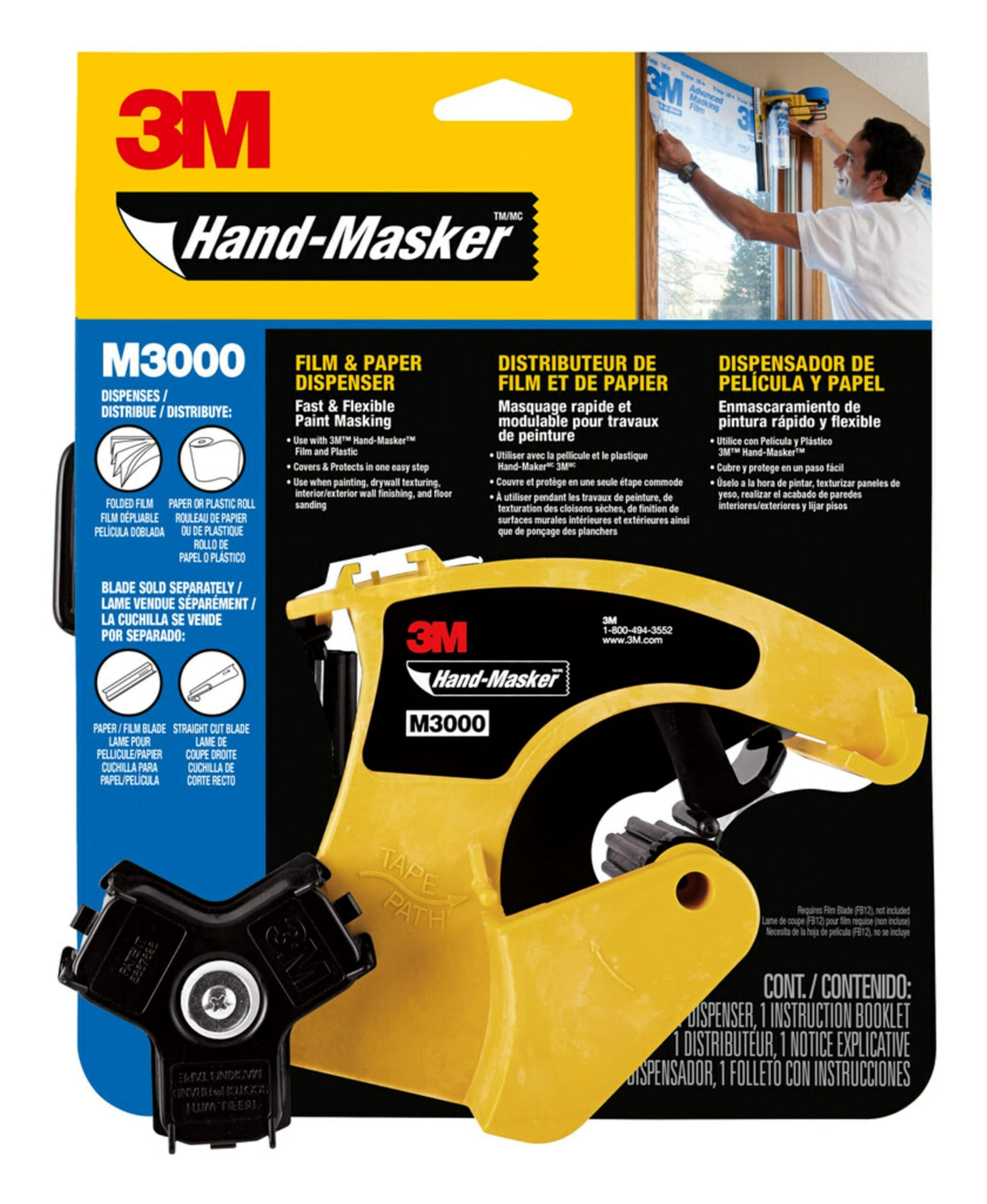 3M 3M Hand Masker M3000 Tape Dispenser, Film & Tape, Applies Painter\'s Tape to Masking Film or Paper in One Continuous Application, Compact & Lightweight Design, Saves Time When Preparing For Painting
