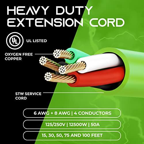 GearIT GearIT 50-Amp Extension Cord for RV and EV (50 Feet) 4-Prong 250-Volt, Tesla Model 3/S/X/Y, NEMA 14-50P to 14-50R 6/3, 8/1 STW AWG Gauge Outdoor Auto Power Cord