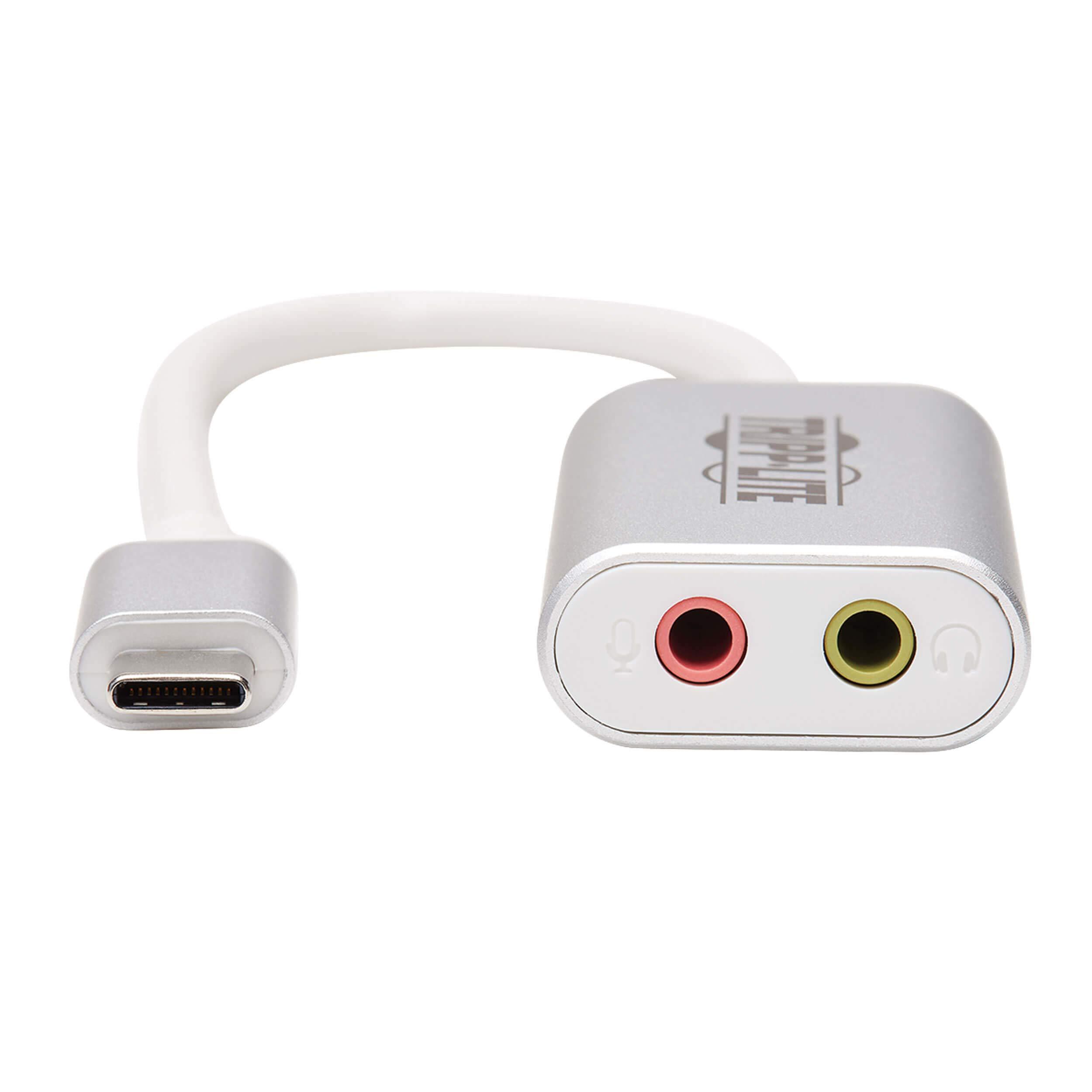 Eaton Tripp Lite USB C to 3.5mm Stero Audio Adapter for Microphone Headphones, Silver (U437-002)