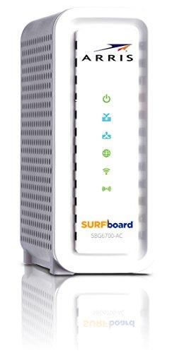 ARRIS ARRIS Surfboard (8x4) Docsis 3.0 Cable Modem Plus AC1600 Dual Band Wi-Fi Router, Certified for Comcast Xfinity, Spectrum, Cox & More (SBG6700AC), White, Max Download Speed: 343 Mbps