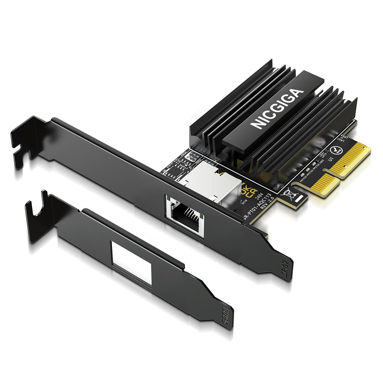 NICGIGA 10G Base-T PCI-e Network Card, Marvell AQC113 Controller, NICGIGA 10Gb Ethernet Adapter Support WOL, 10Gbe RJ45 Port NIC Card, Windows10/11/Windows Server/Linux