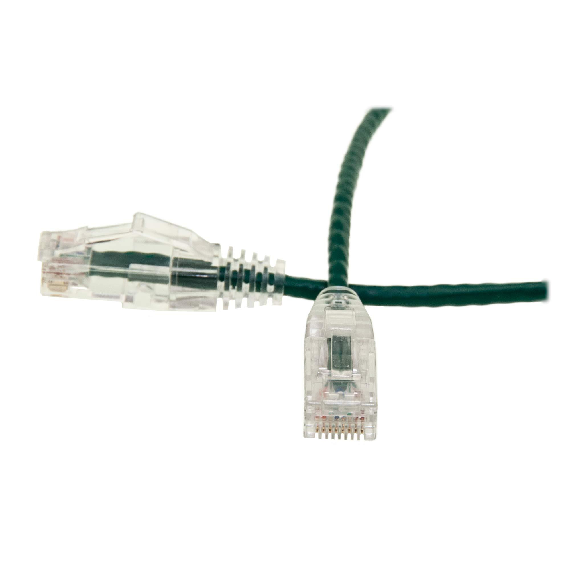CableWholesale CableWholesale Cat6 Slim Ethernet Patch Cable, 28AWG, ETL Approved, RJ45 Gold Plate Connector Snagless/Boot Unshielded Twisted Pair (UTP), Internet Network Patch Cable, Green, 15 Foot
