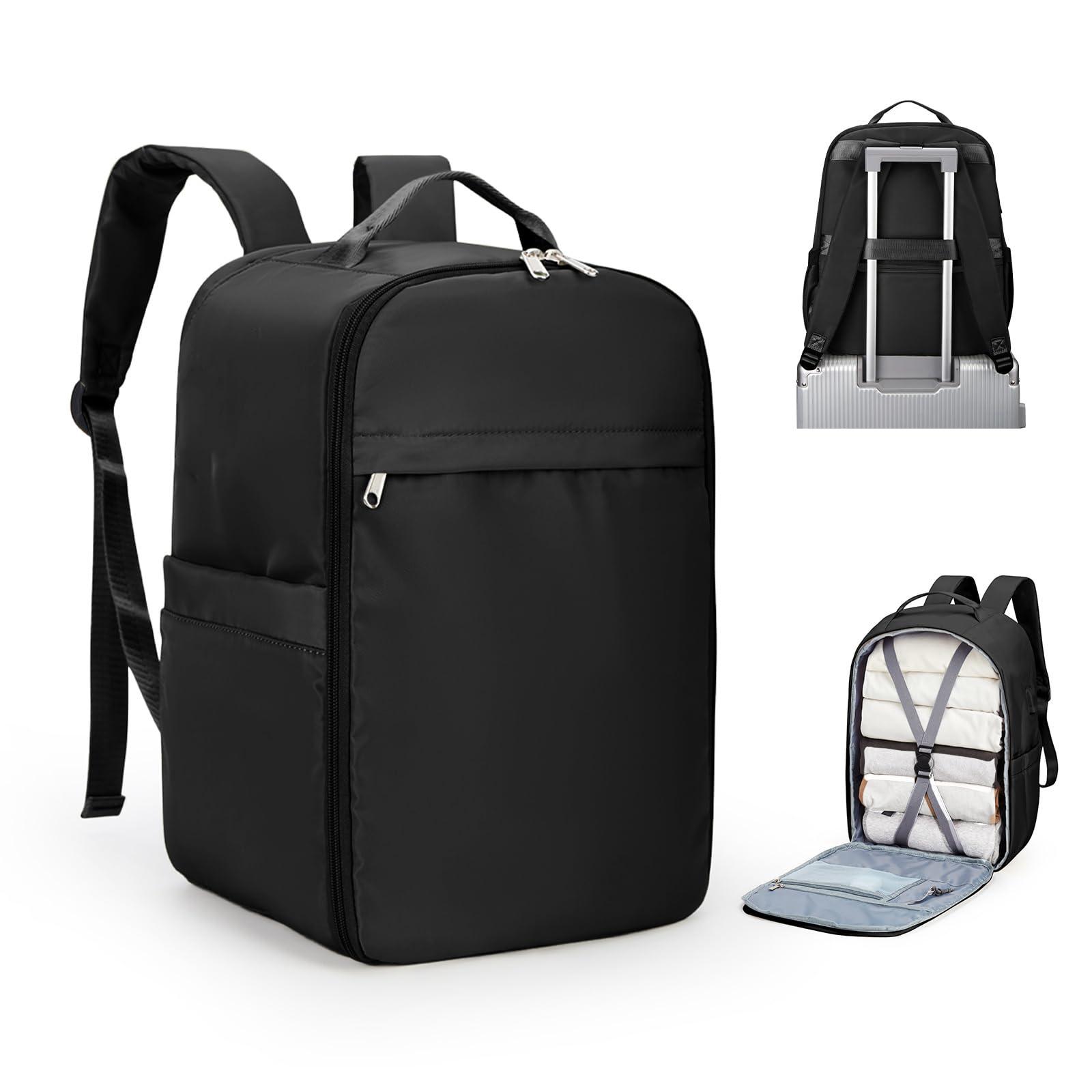 WEPLAN WEPLAN United Airlines Approved Personal Item Travel Bag, Underseat 20L Carry on Backpack, Waterproof Cabin Luggage Bag, mochila de viaje, Frontier Airlines Personal Item Bag, black