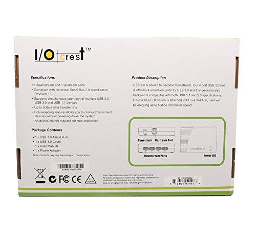 IO CREST Syba SY-HUB20062 SuperSpeed USB 3.0 4-Port Hub Backward Compatible with USB 2.0