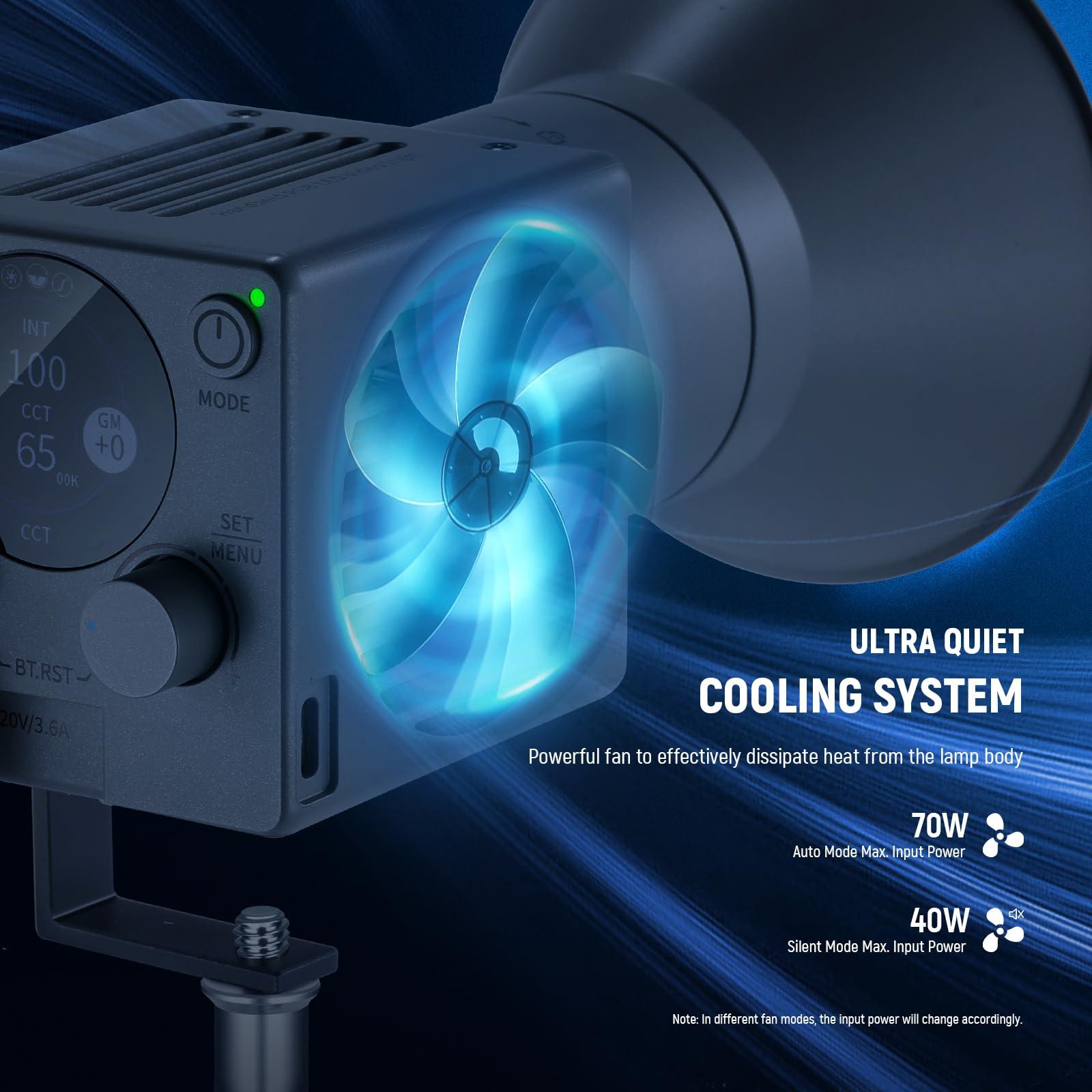 Neewer NEEWER 60W Portable RGB LED Video Light Handheld Fill Light, APP/2.4G/Panel Control 18 Scenes 8700Lux/1m 2700-6500K CRI97+ Dimmable COB Continuous Output Lighting for Video Recording Streaming, HS60C