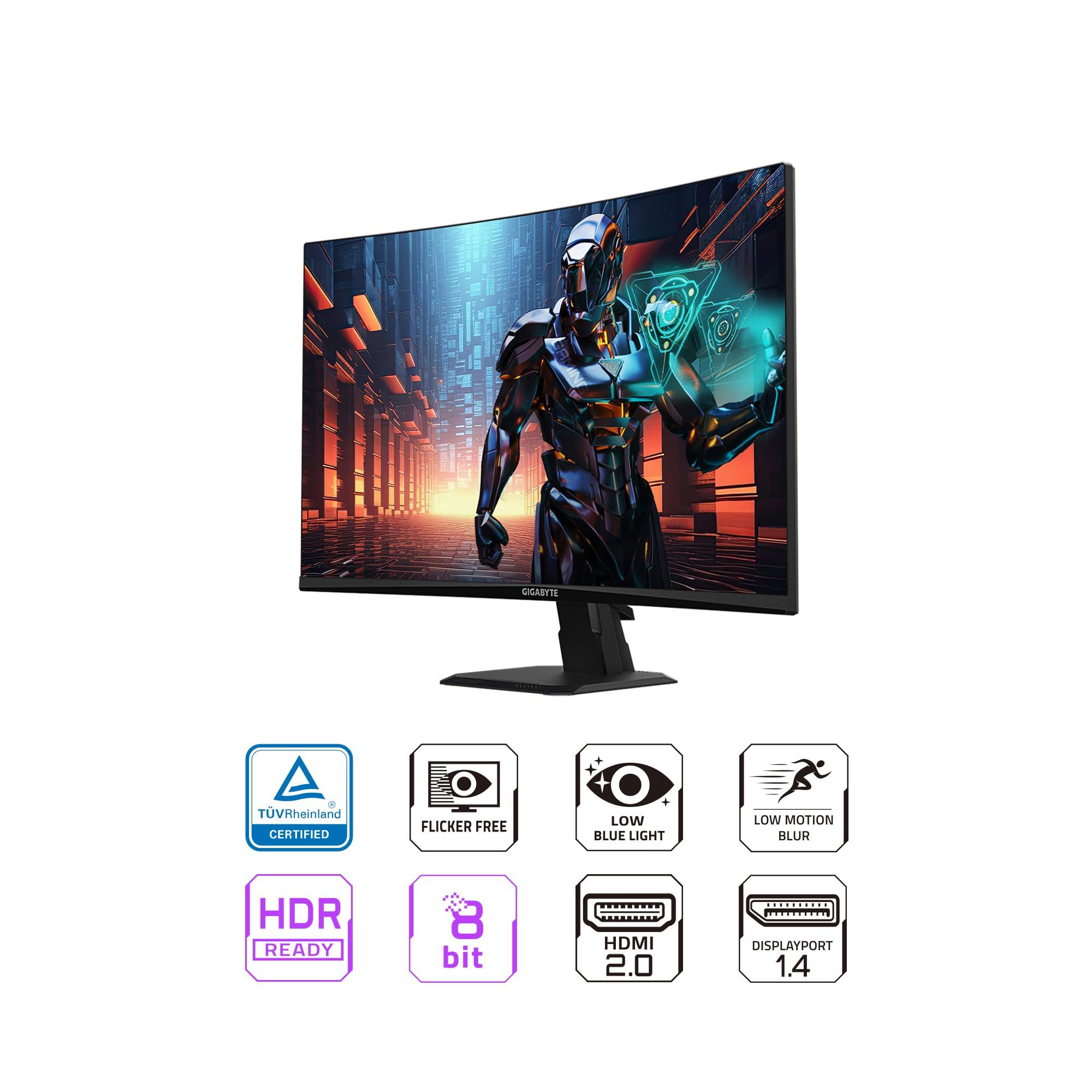 GIGABYTE GIGABYTE GS27QC 27" 165Hz 1440P Curved Gaming Monitor, 2560 x 1440 VA 1500R Display, 1ms (MPRT) Response Time, HDR Ready, FreeSync Premium, 1x Display Port 1.4, 2X HDMI 2.0,Black