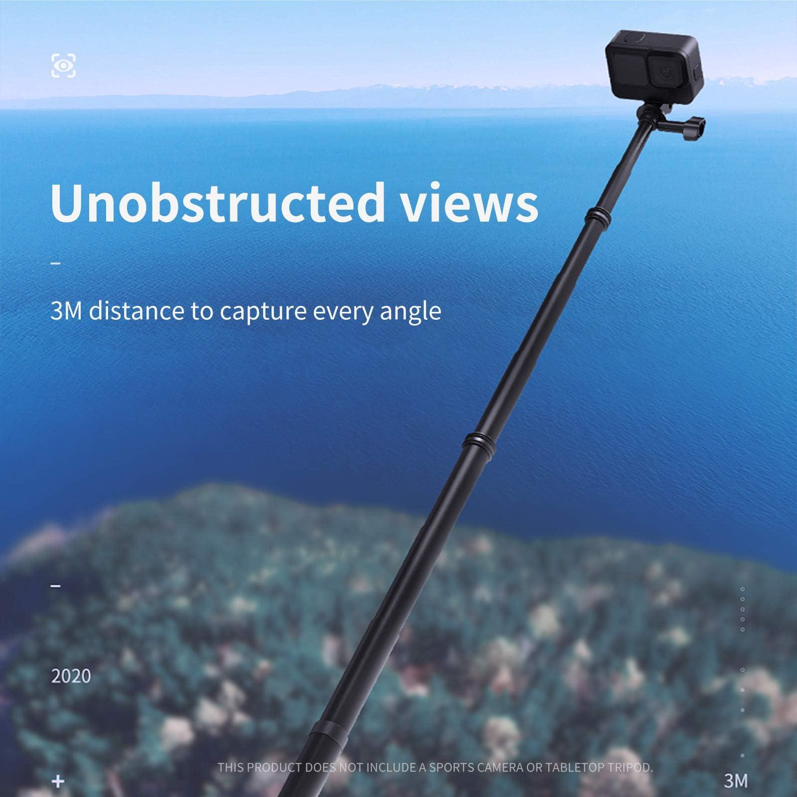 TELESIN TELESIN Long Selfie Stick Pole Invisible- 3M/118 Inch Carbon Fiber Waterproof Underwater Monopod for GoPro Max Hero 13 12 11 10 9 8 7 6 5 Insta360 X3 X4 Ace Pro Go3 DJI Action 3 4 Osmo Pocket