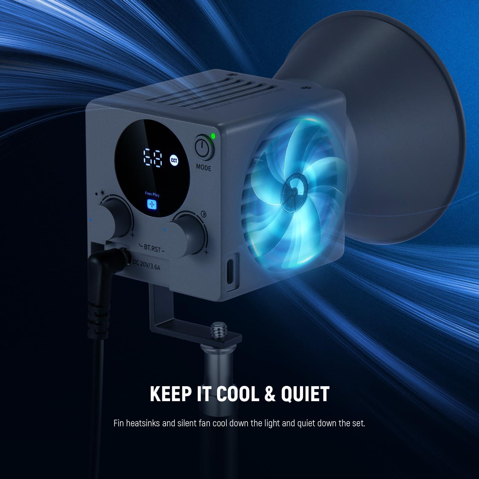 NEEWER NEEWER HS60B Mini Video Light with App Control, 60W Handheld Portable Bi Color COB LED Continuous Output Lighting with NS7L 12"/30cm Lantern Softbox for Photo Video Live Stream Portrait