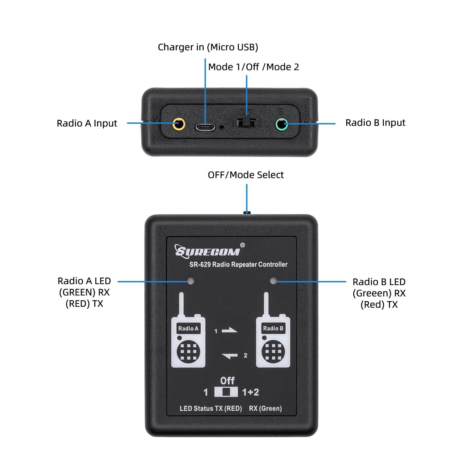 Surecom Surecom SR-629 2 in 1 Duplex Cross Band Radio Repeater Controller with Radio Cable for Walkie Talkie
