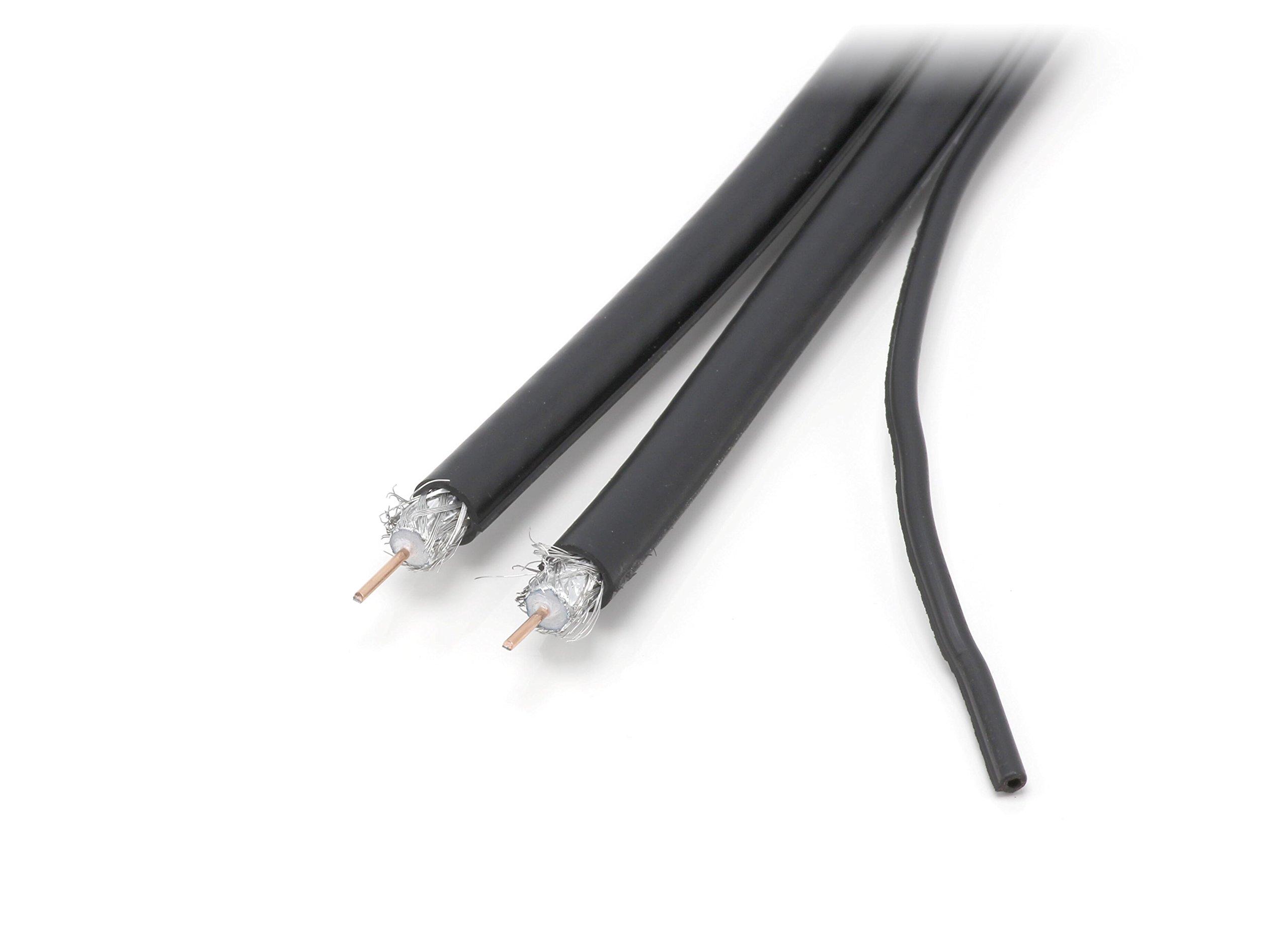 THE CIMPLE CO THE CIMPLE CO 100 Feet, Black - Dual RG6 Coaxial Cable with 18 AWG Copper Ground Wire - Twin, Siamese - Use with Satellite, Cable TV, and HD Antennas - (30 Meter)