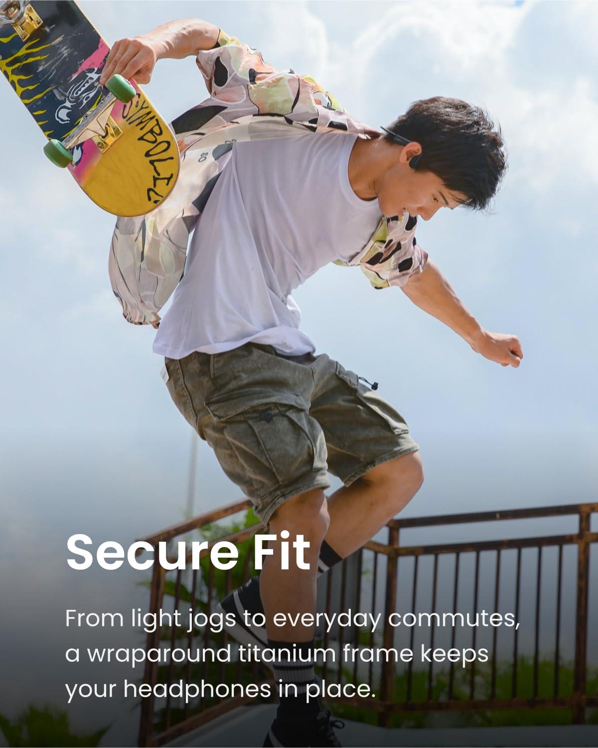 SHOKZ SHOKZ OpenMove - Open-Ear Bluetooth Sport Headphones - Bone Conduction Wireless Earphones - Sweatproof for Running and Workouts, with Sticker Pack (Grey) (Renewed)