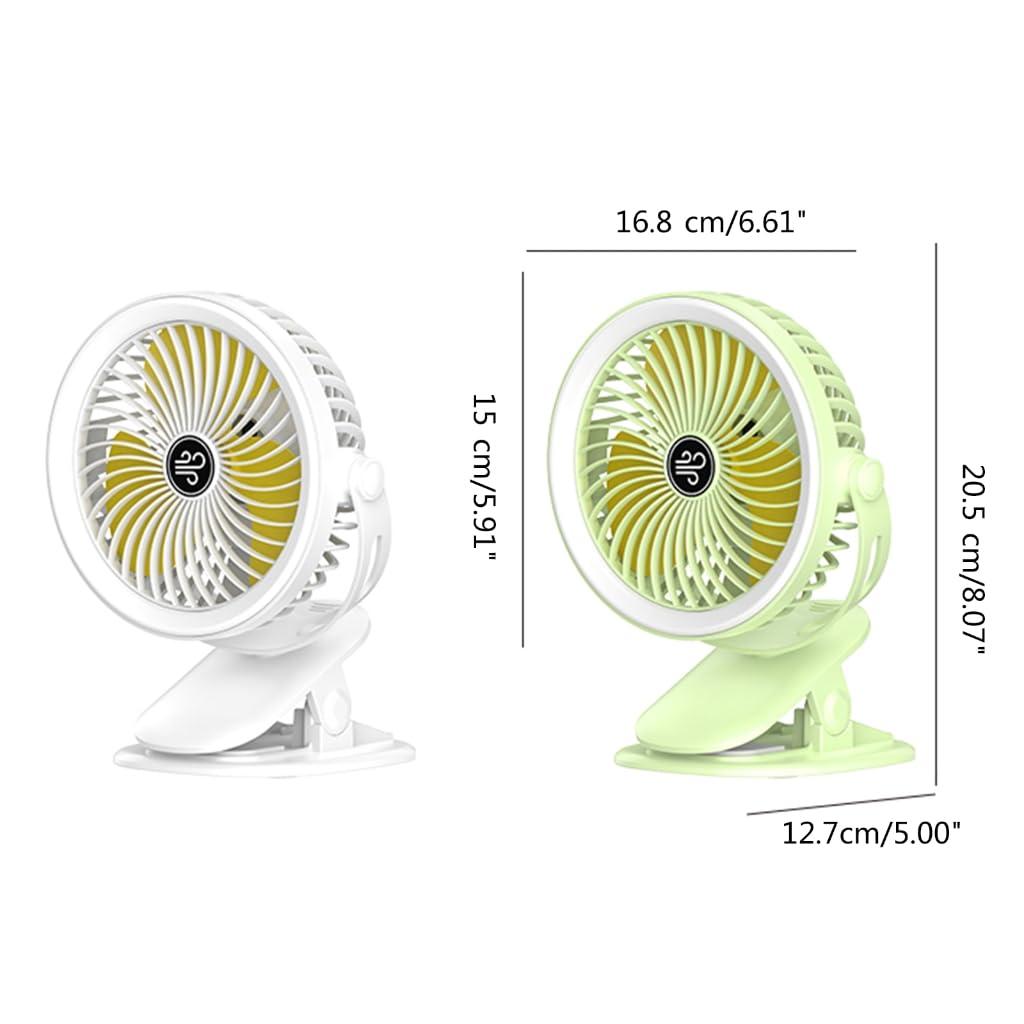 Jesscasday Tent Fan with LED Light Desk Clip Fan 720 Rotations,3 Wind Settings Perfect for Camping, Hiking, and Outdoor Adventures