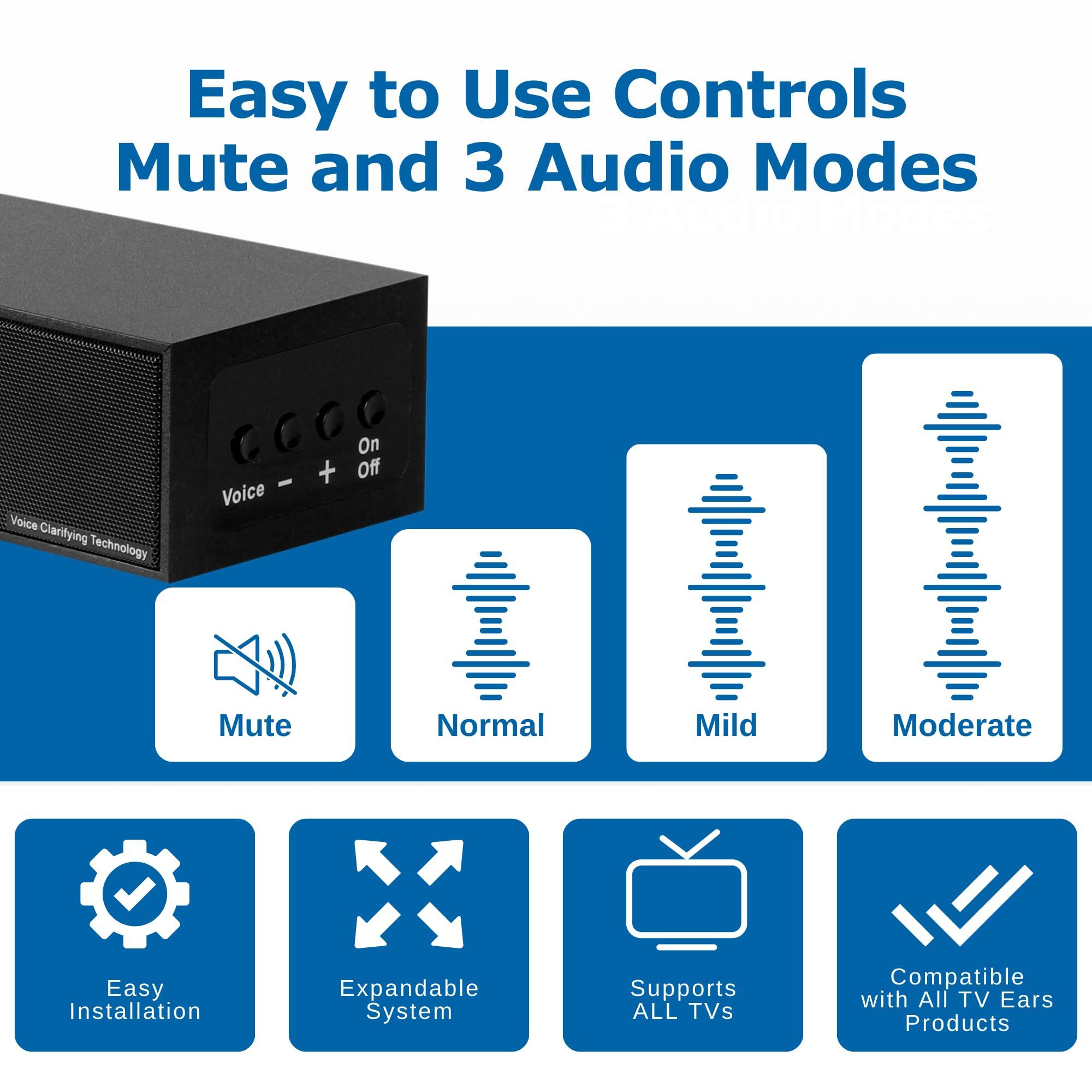 TV · EARS TV EARS Sound Bar for TV - Voice Clarifying, Long Range Wireless Television Speakers - 17\" SoundBar for Enhanced Dialogue on Hearing Impaired Viewers - Compatible with Any Television