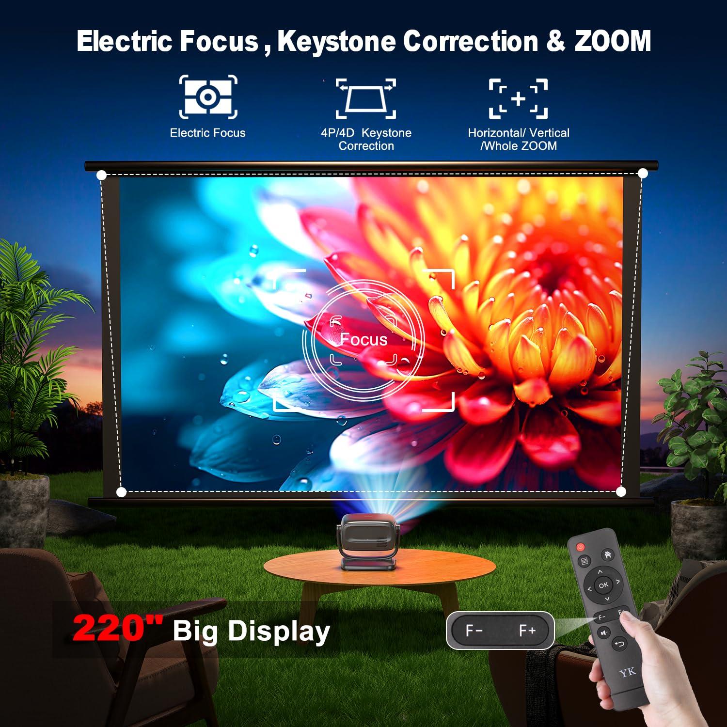 Weejector 4K Smart Projector with 5G WiFi and Bluetooth 5.2, 600 ANSI Portable Projector with Built in App, 1080P Outdoor Movie Projector with 4P4D Correction, Max 220" Compatible with iPhone/Android/TV Stick