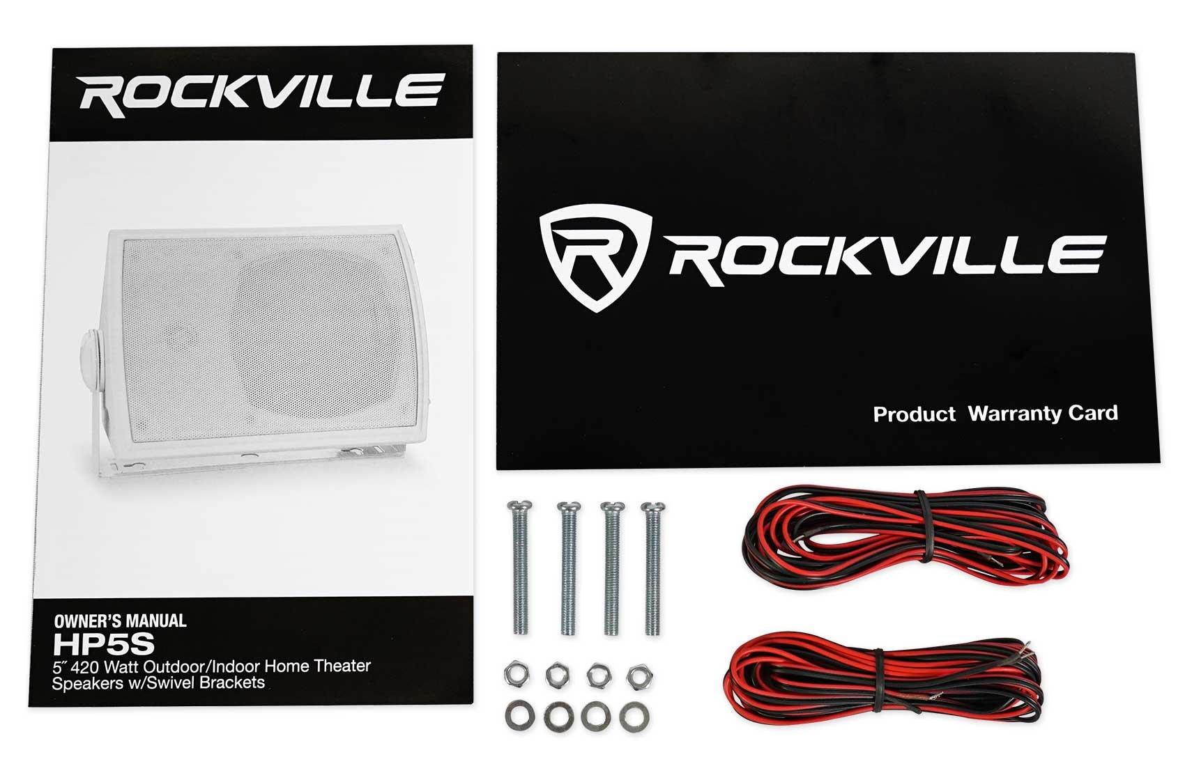 Rockville Rockville Pair HP5S 5.25\" Outdoor/Indoor Home Theater Speakers w/Swivel Bracket, White