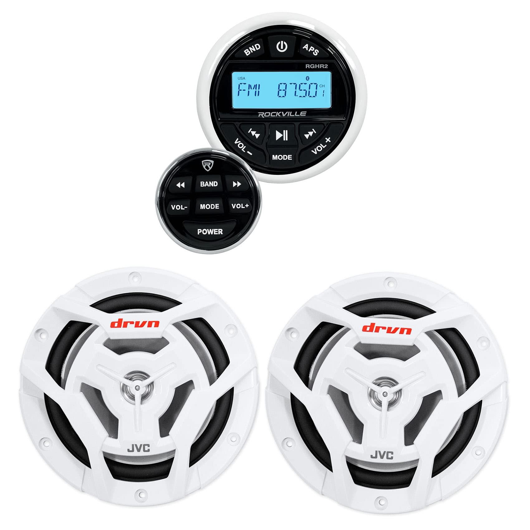 Rockville Rockville RGHR2 Marine Gauge Bluetooth USB Receiver+Remote+(2) JVC 6.5\" Speakers