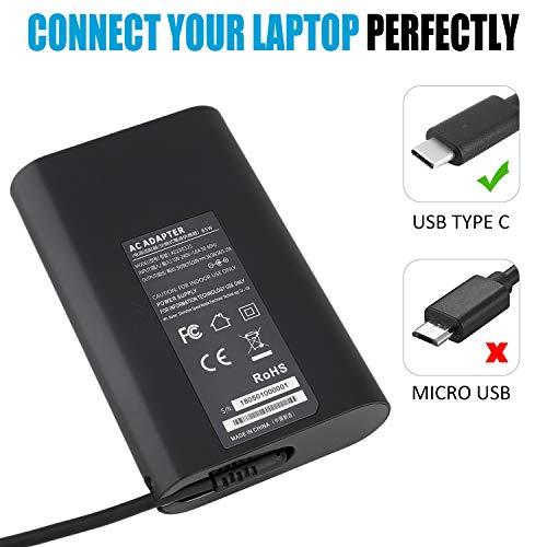 CHLOLMY 65W USB C Type-C AC Charger for Dell LA65NM170, DA30NM150, LA45NM150, 02YKOF, Dell XPS 12 9250, Dell Latitude 11 5175, Latitude 12 7275, Latitude 13 7370, Latitude 14 5480 Power Supply Cord