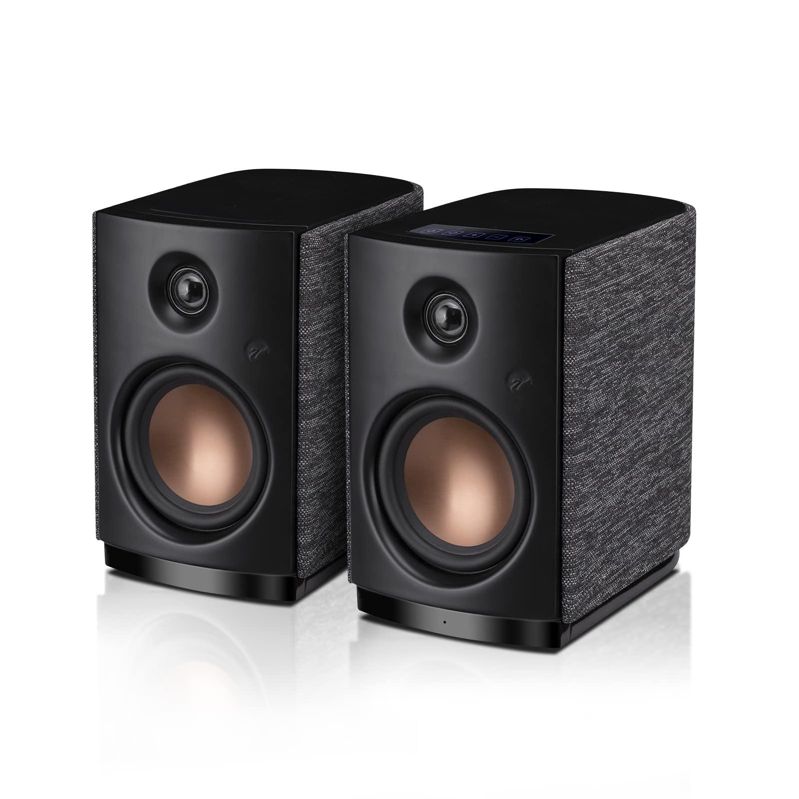 HiVi-Swans HiVi-Swans OS-10 HiFi Stereo Speakers, Bluetooth 5.0 Active Computer Bookshelf Speakers - 4'' Dynamic Woofer, Powered Desk Speakers 62w RMS with Touch Control for PC/Phone/TV/Monitor (Pair)