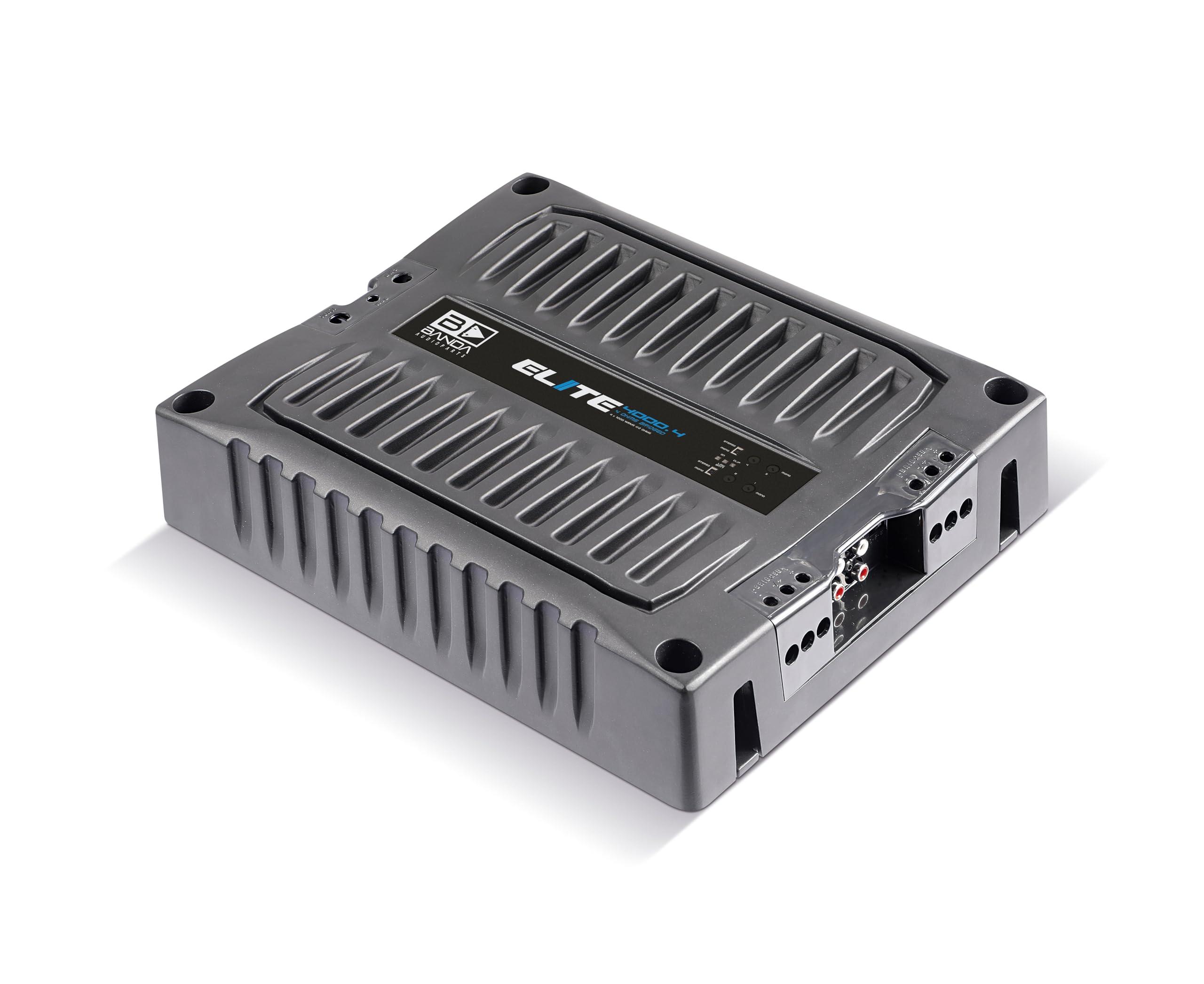 Banda Audioparts BANDA Audioparts ELITE4000.42OHMS 4-Channel 1000 Watts Max @ 2 Ohm Car Audio Amplifier with Highpass Filter and Low Pass Filter, Black - 4000.42OHM