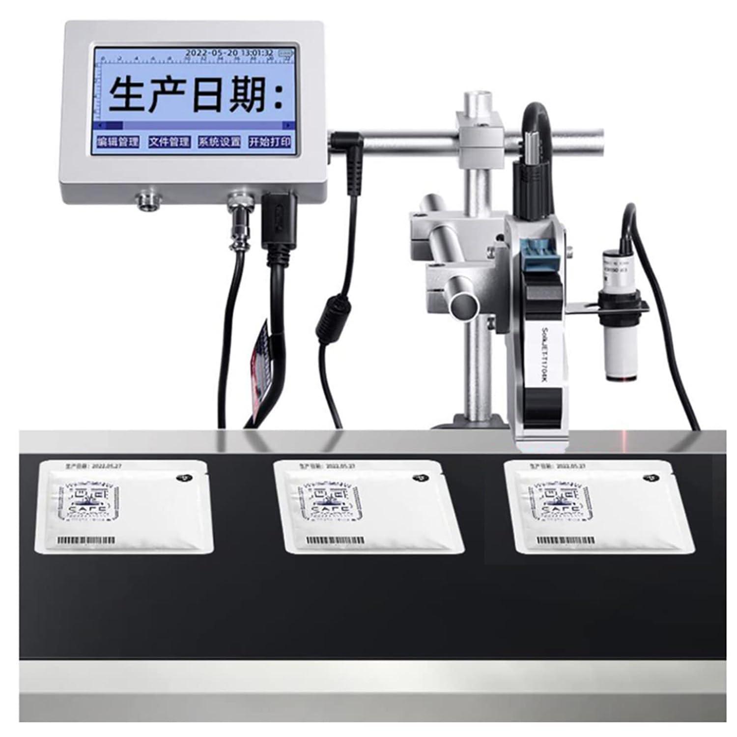 LZDOYY 12.7mm/25.4mm Automatic Inkjet Coding Machine for Production Line, 8 Languages, Intelligent Variable Data/Date/Logo/Barcode/Image Thermal Inkjet Printer,12.7mm-110V